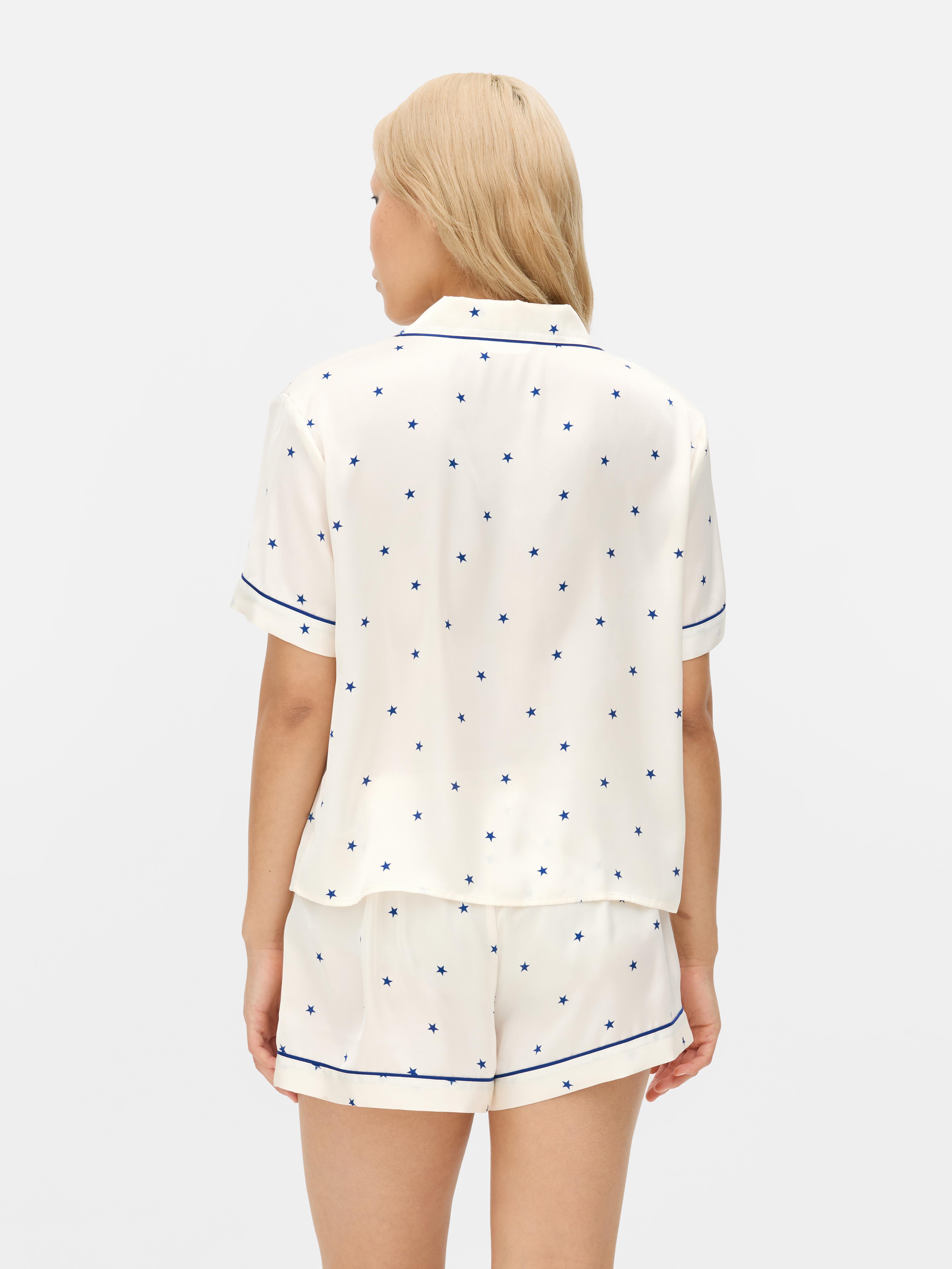 Pyjama short boyfriend en satin imprimé