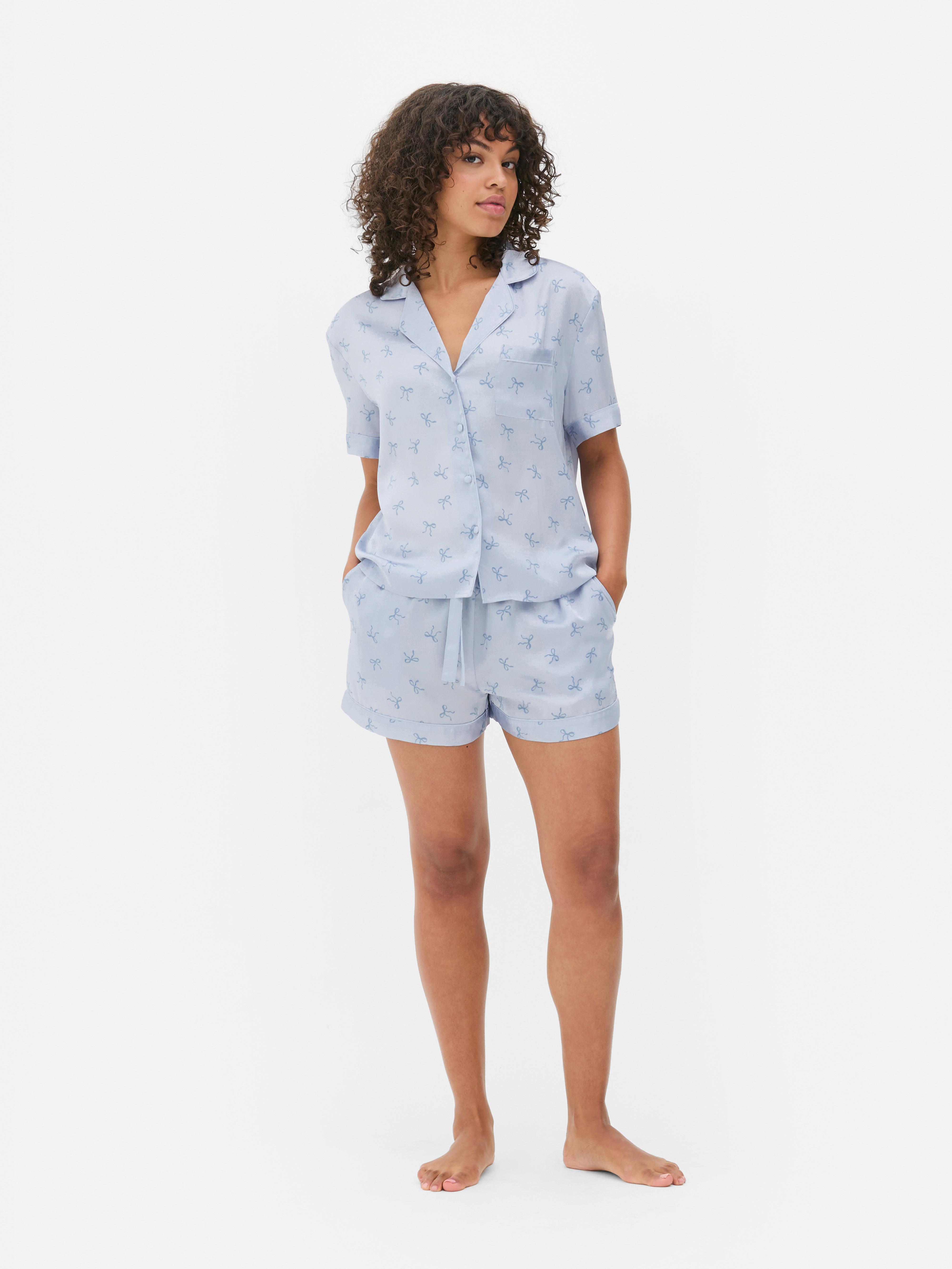 Satin Printed Boyfriend Short Pyjama Set