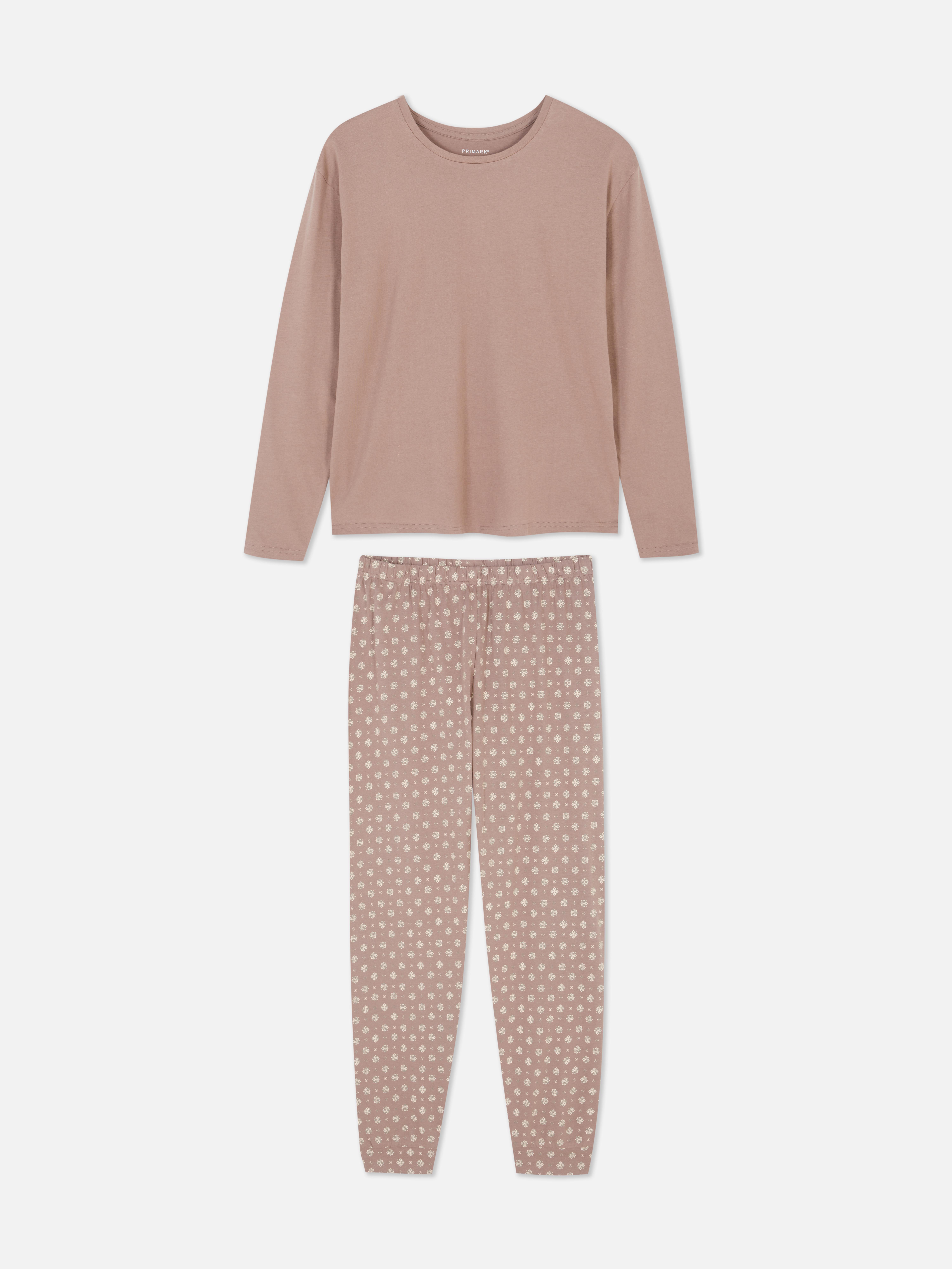 Simple Print Pyjama Set Beige
