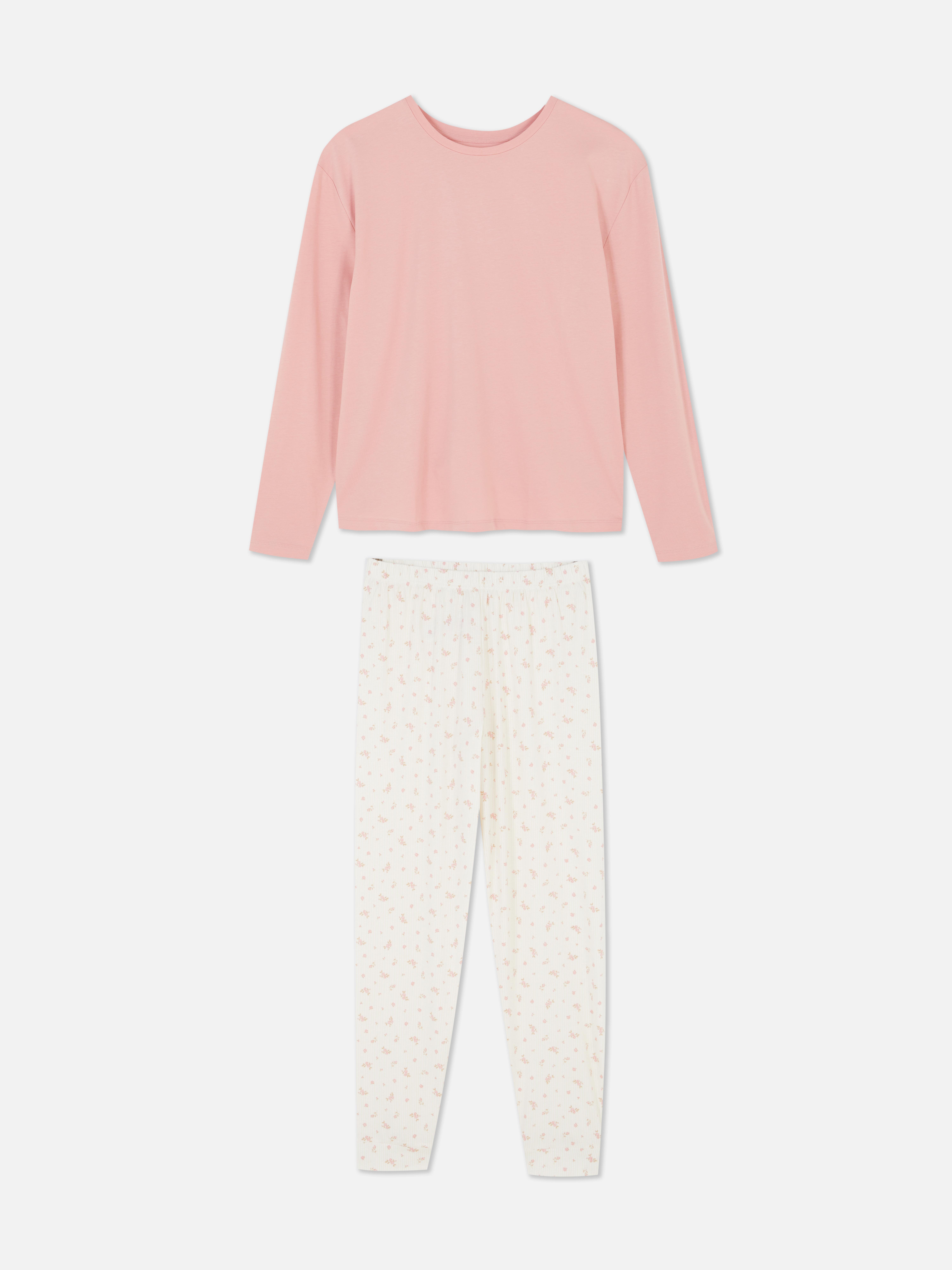Simple Print Pyjama Set Dark Pink