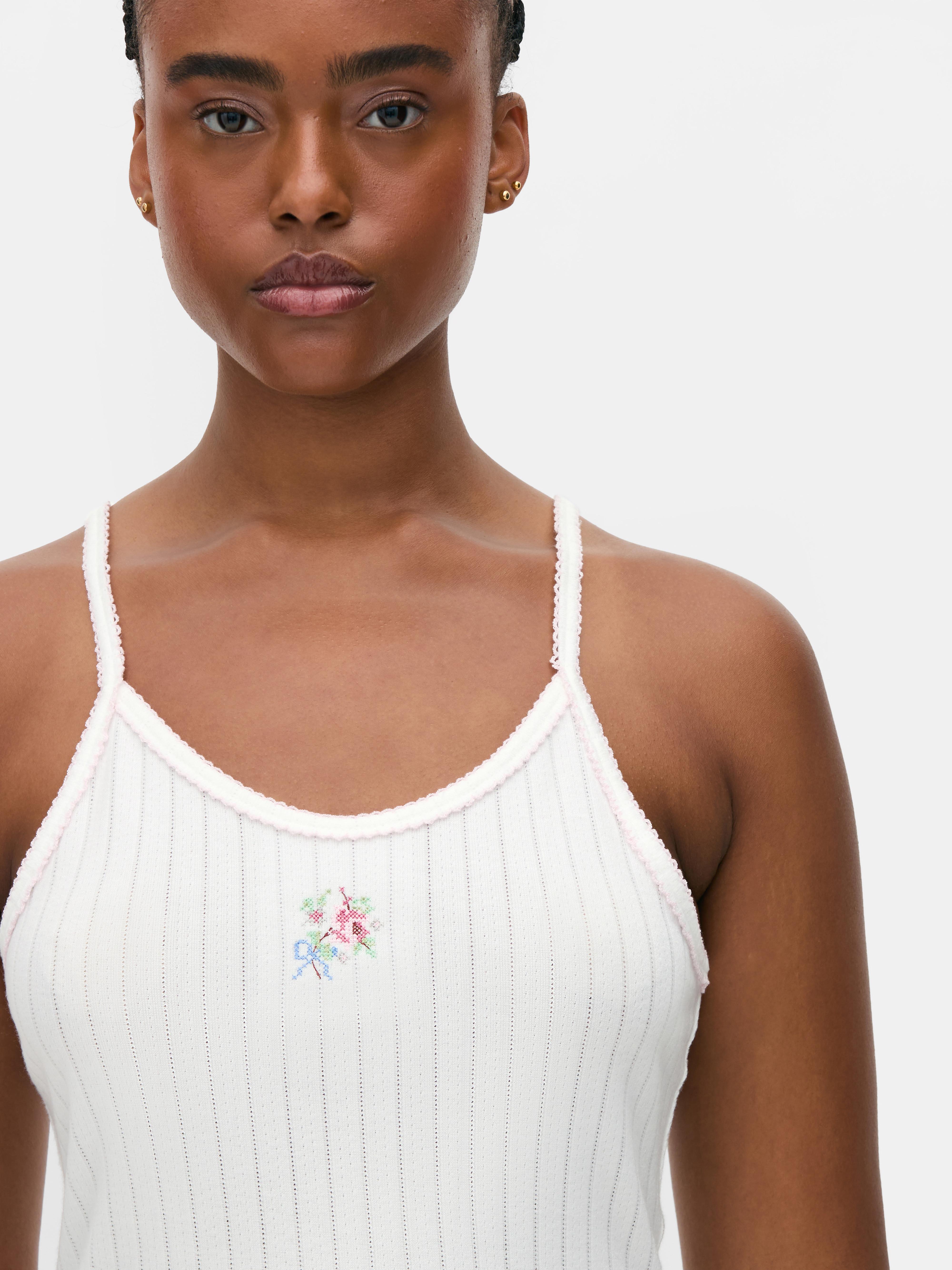 Débardeur en pointelle à motif floral