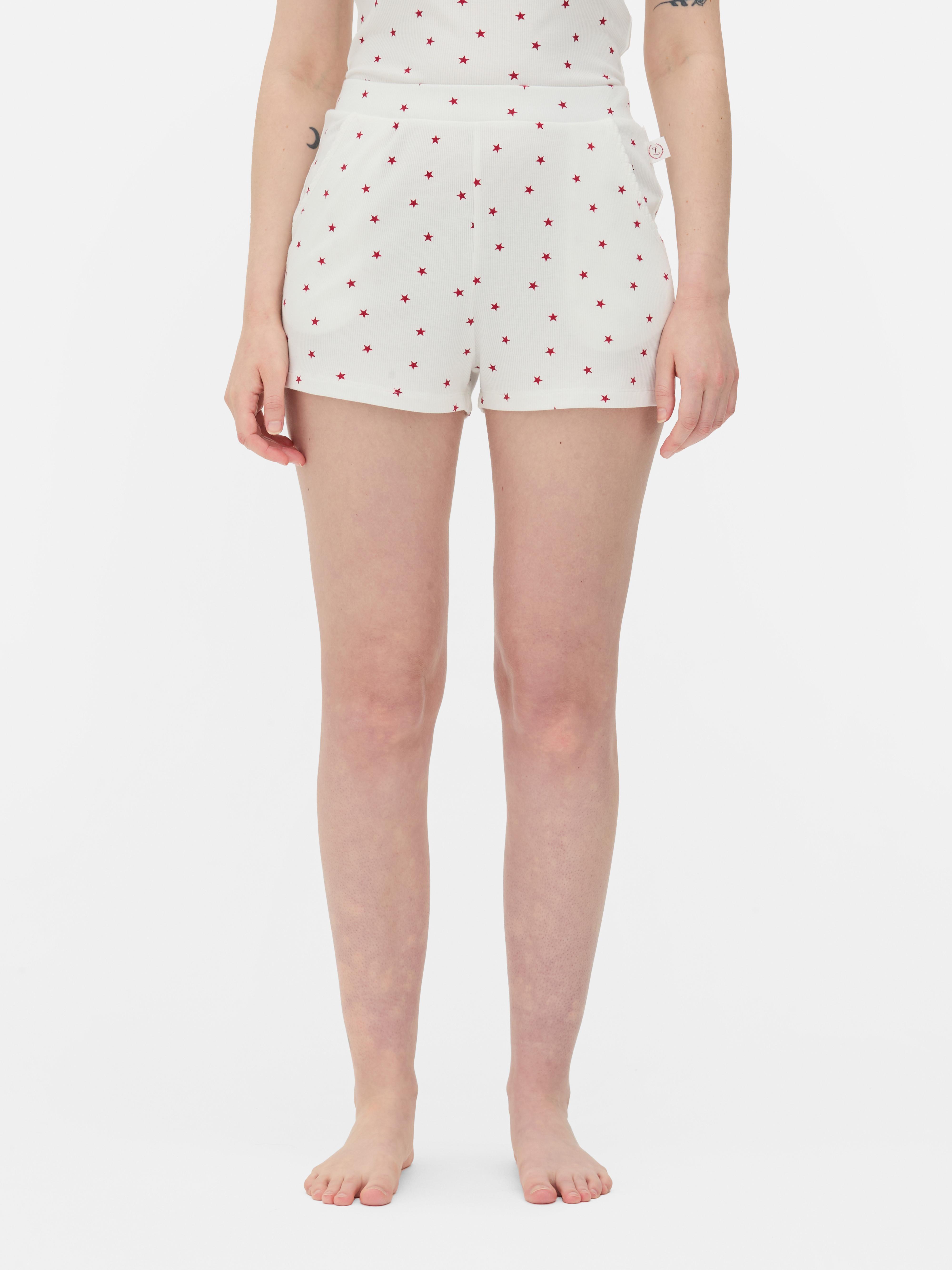 Ribbed Star Print Shorts
