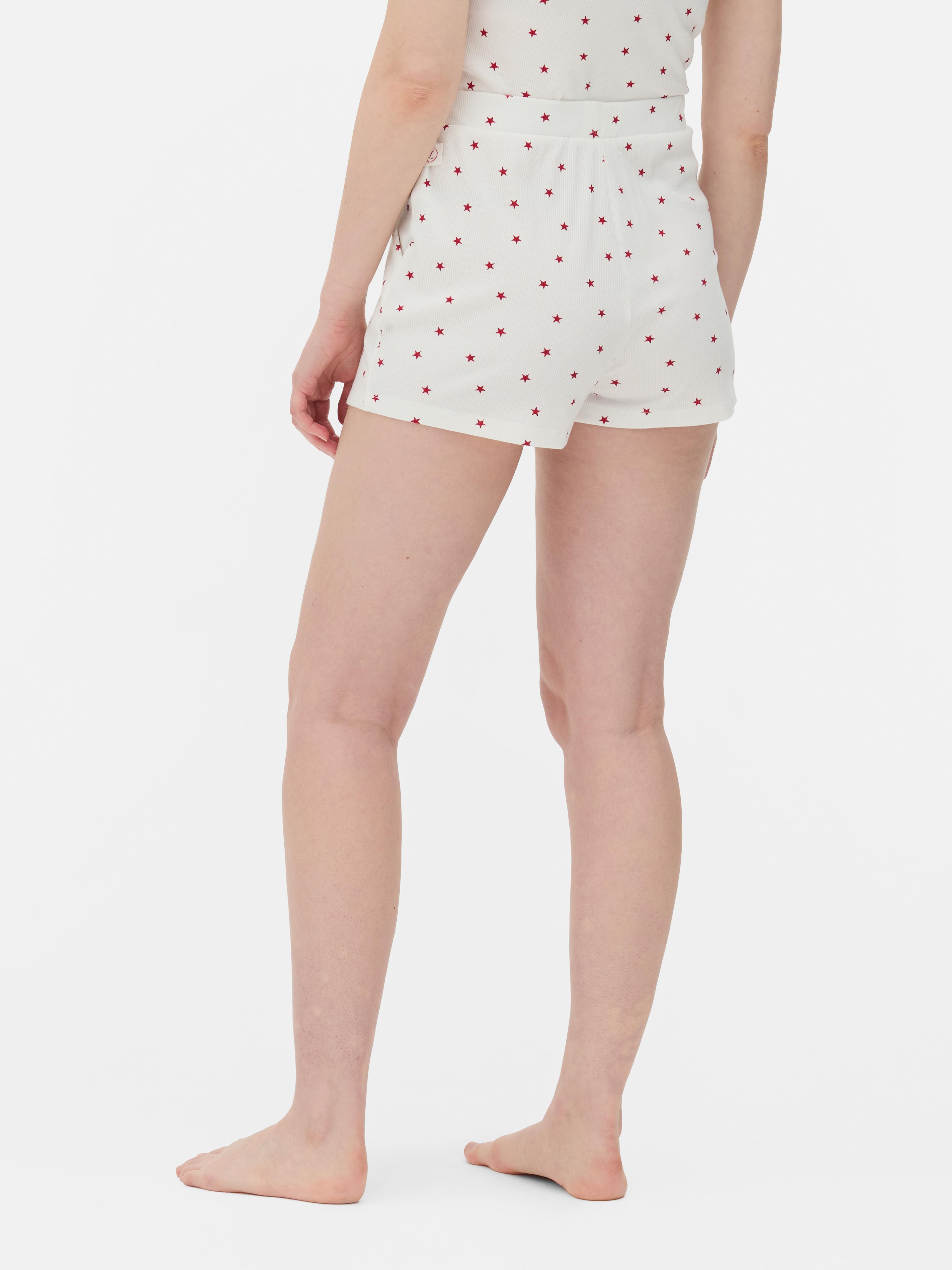 Ribbed Star Print Shorts