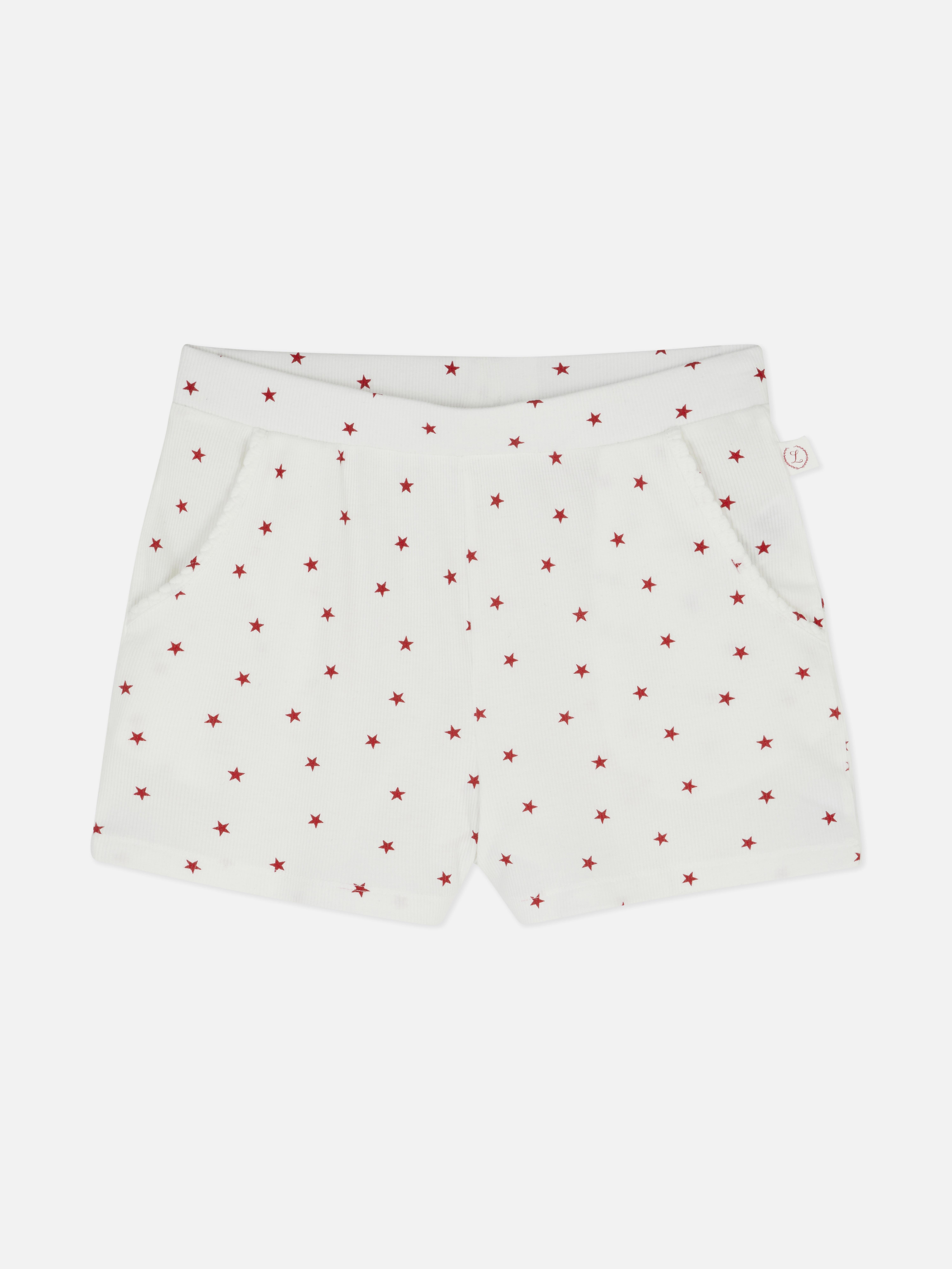 Ribbed Star Print Shorts