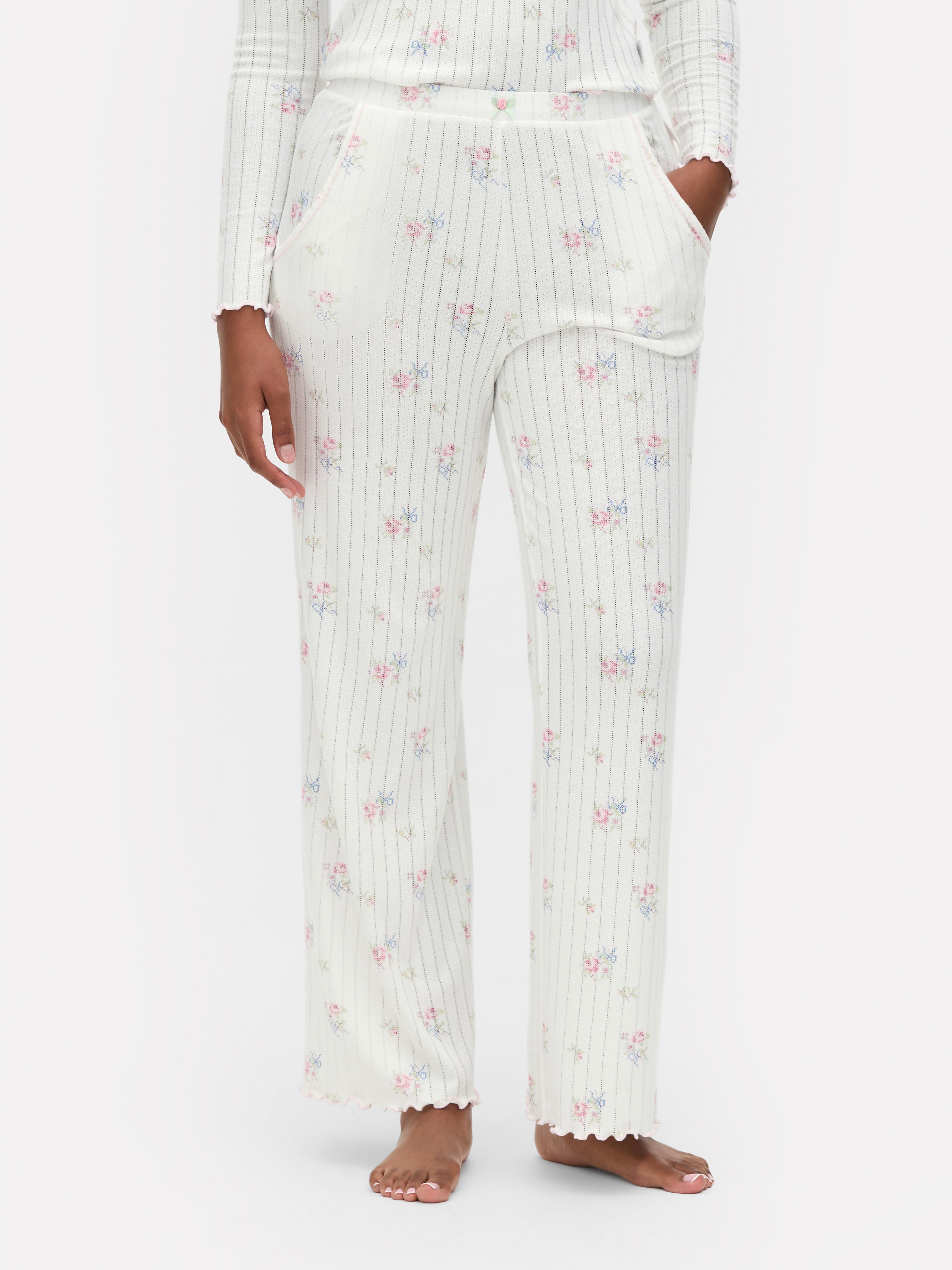 Ajour pyjamabroek met bloemenprint