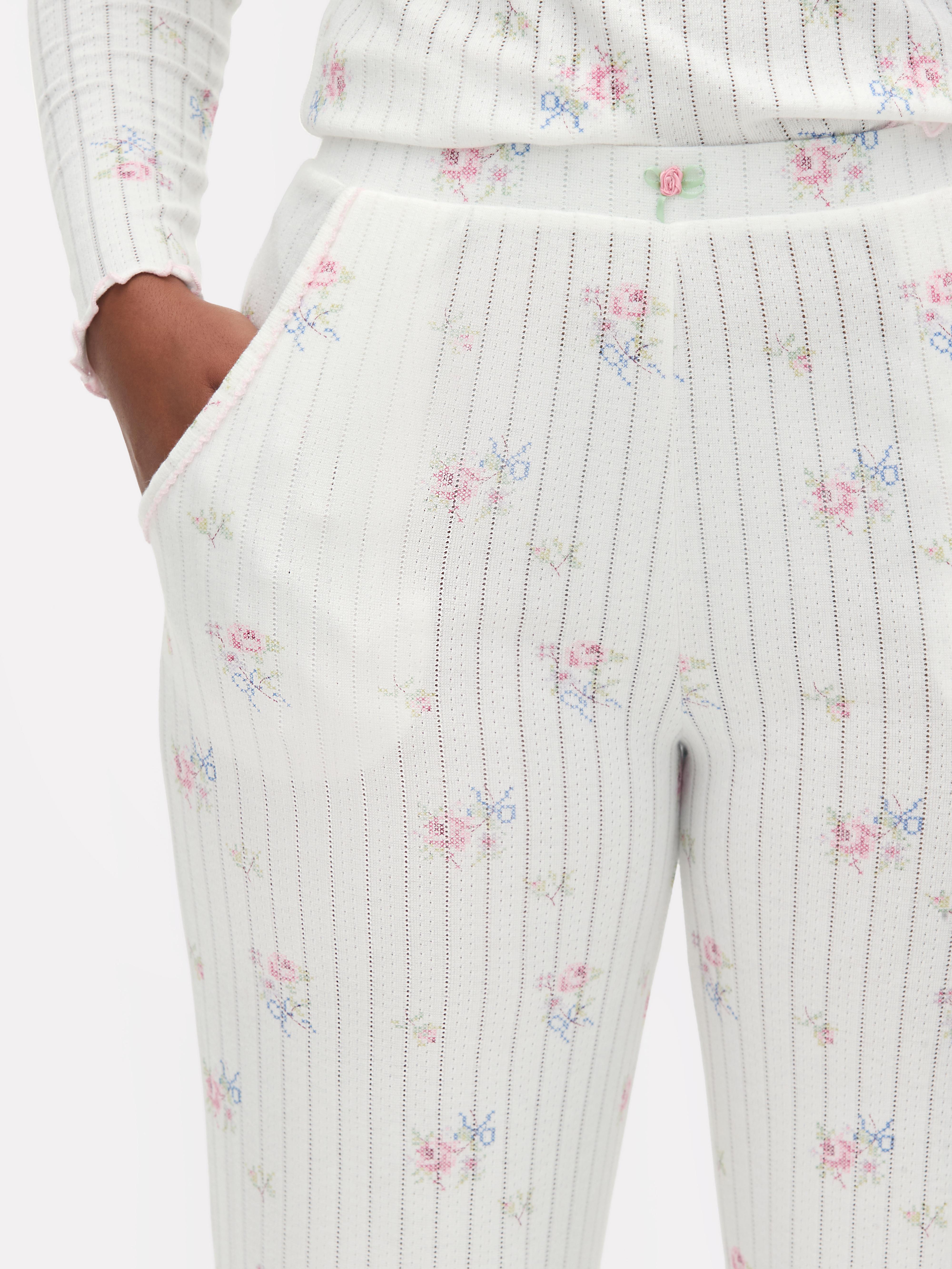 Ajour pyjamabroek met bloemenprint