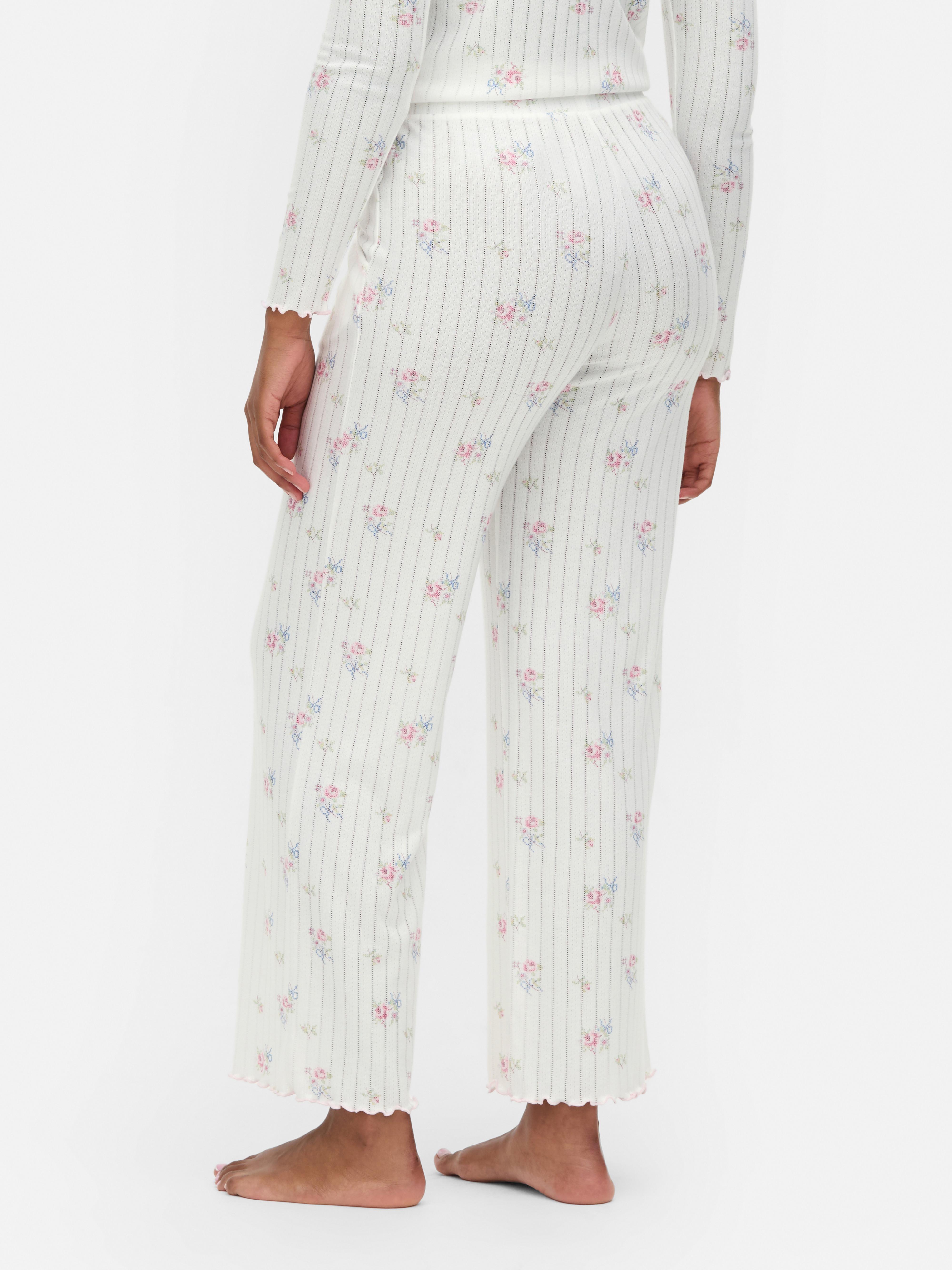 Ajour pyjamabroek met bloemenprint