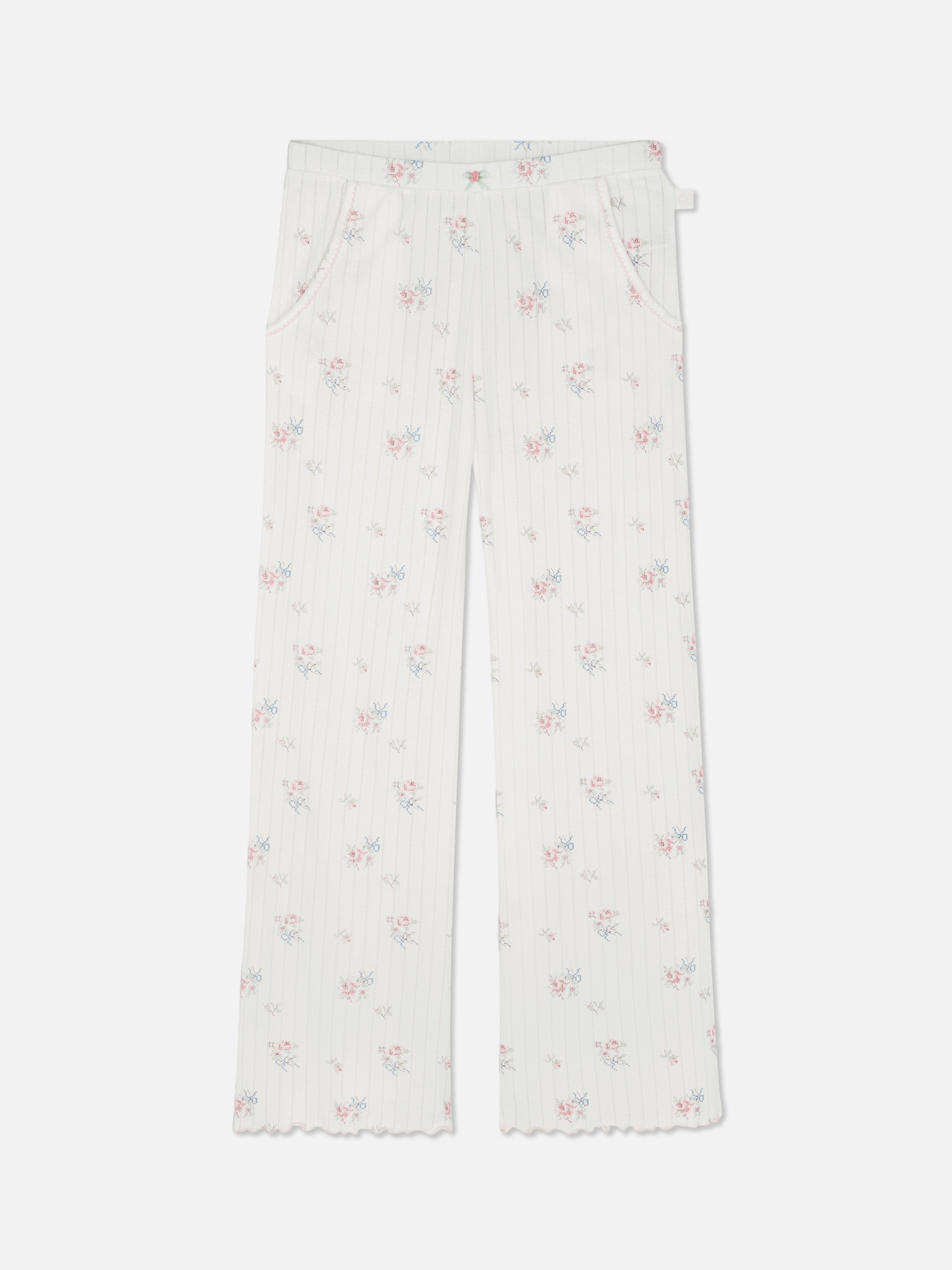 Ajour pyjamabroek met bloemenprint