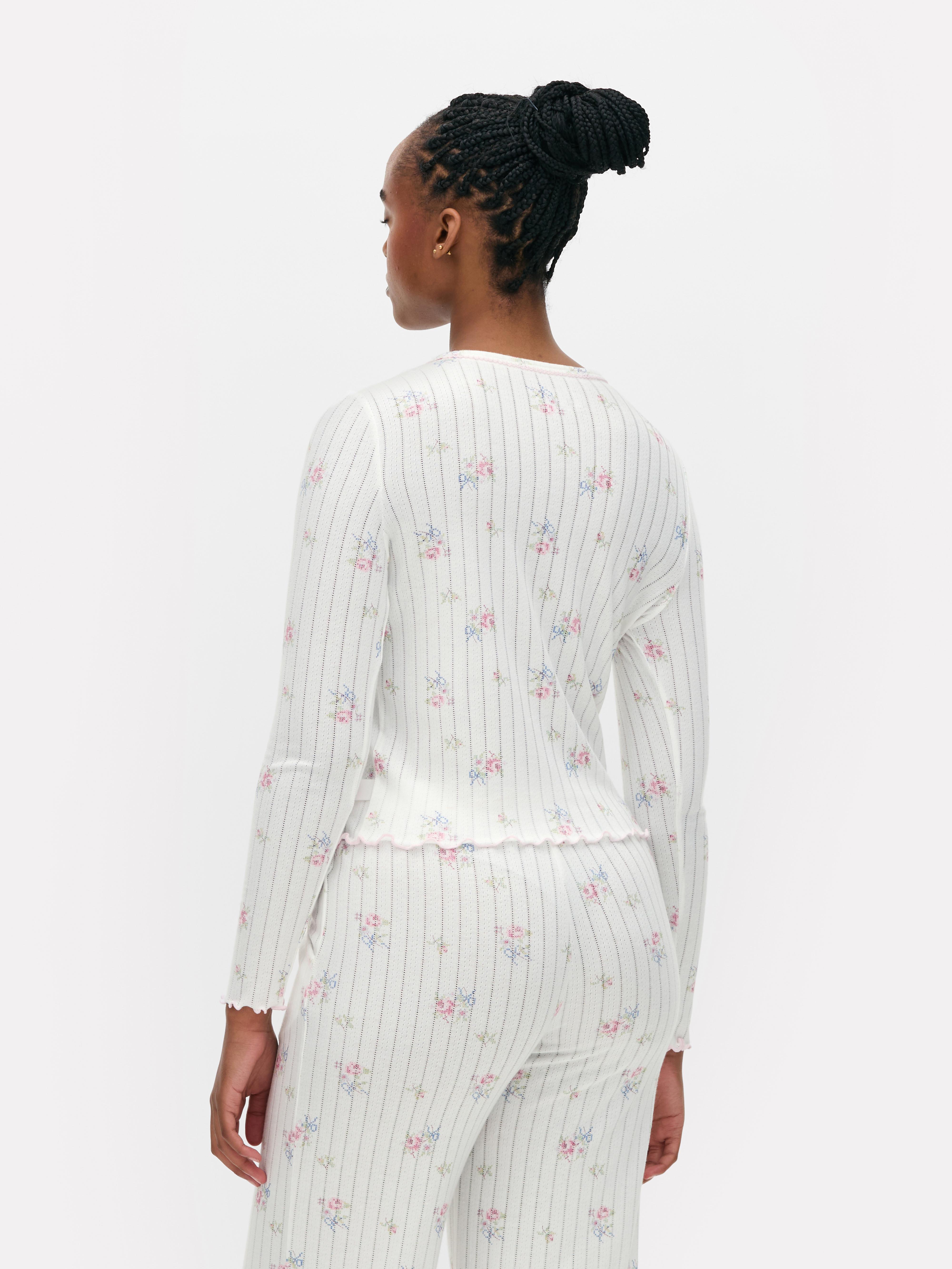 Haut de pyjama en pointelle florale