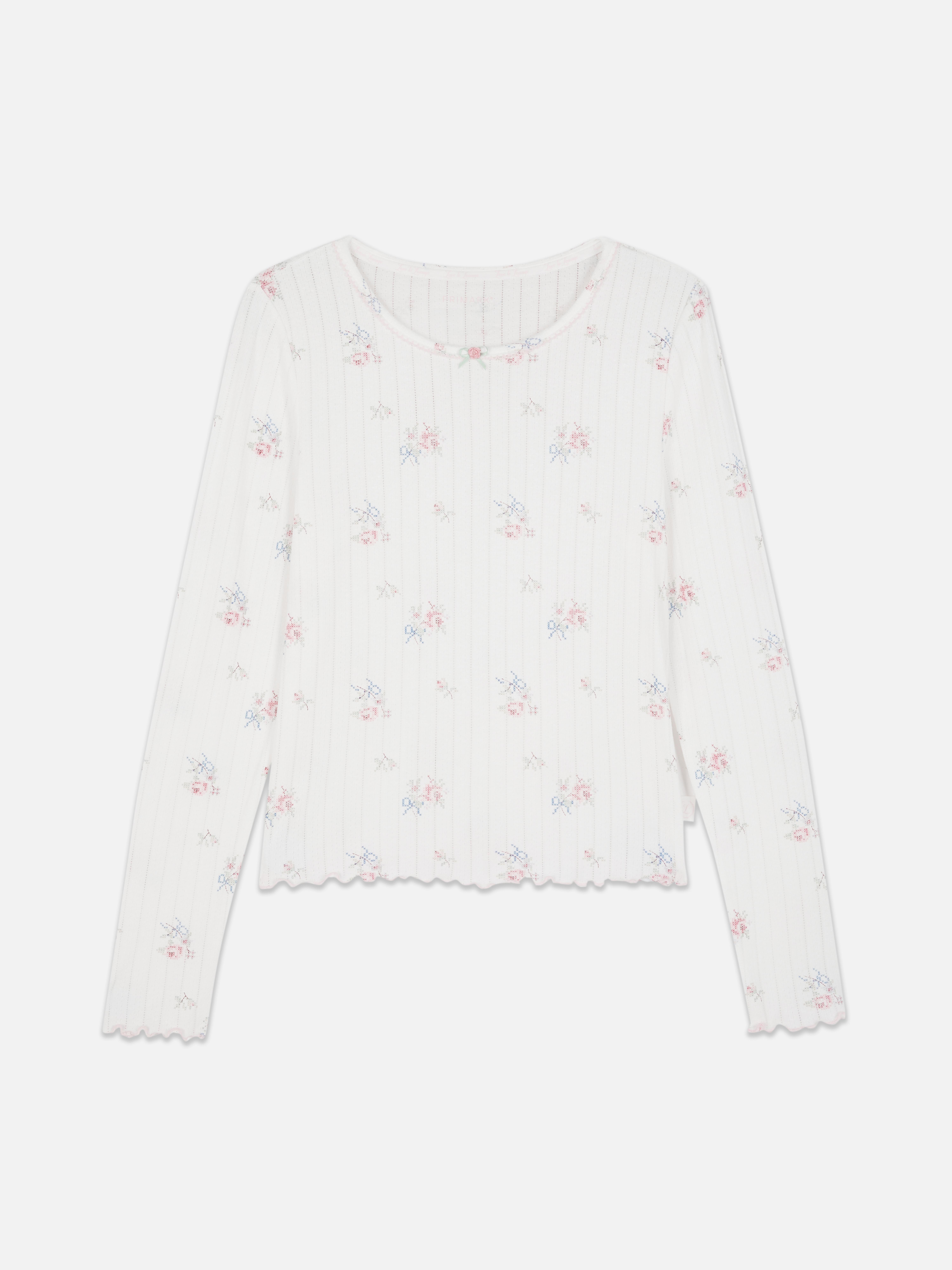 Haut de pyjama en pointelle florale