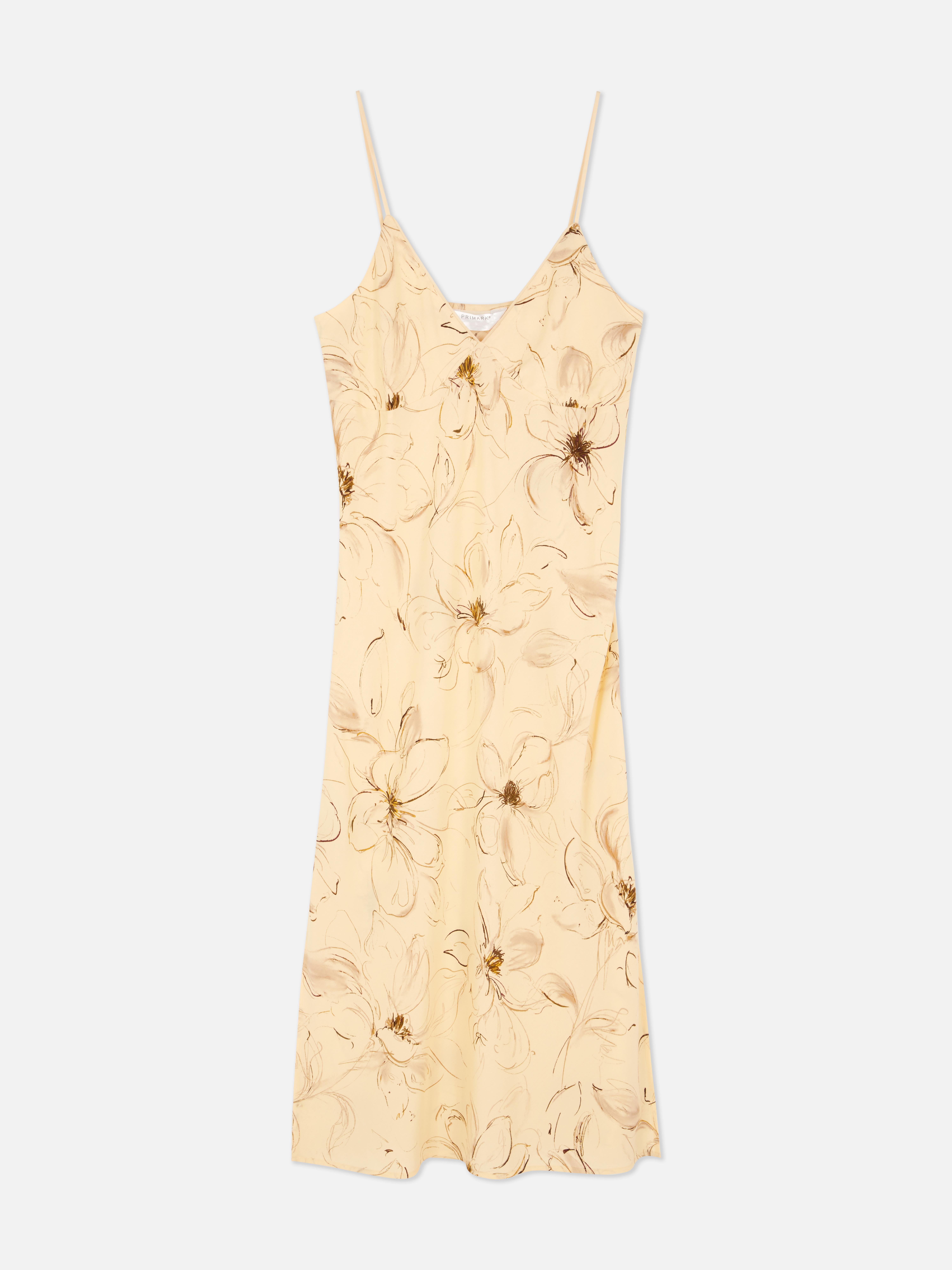 Camisón midi floral con escote de pico