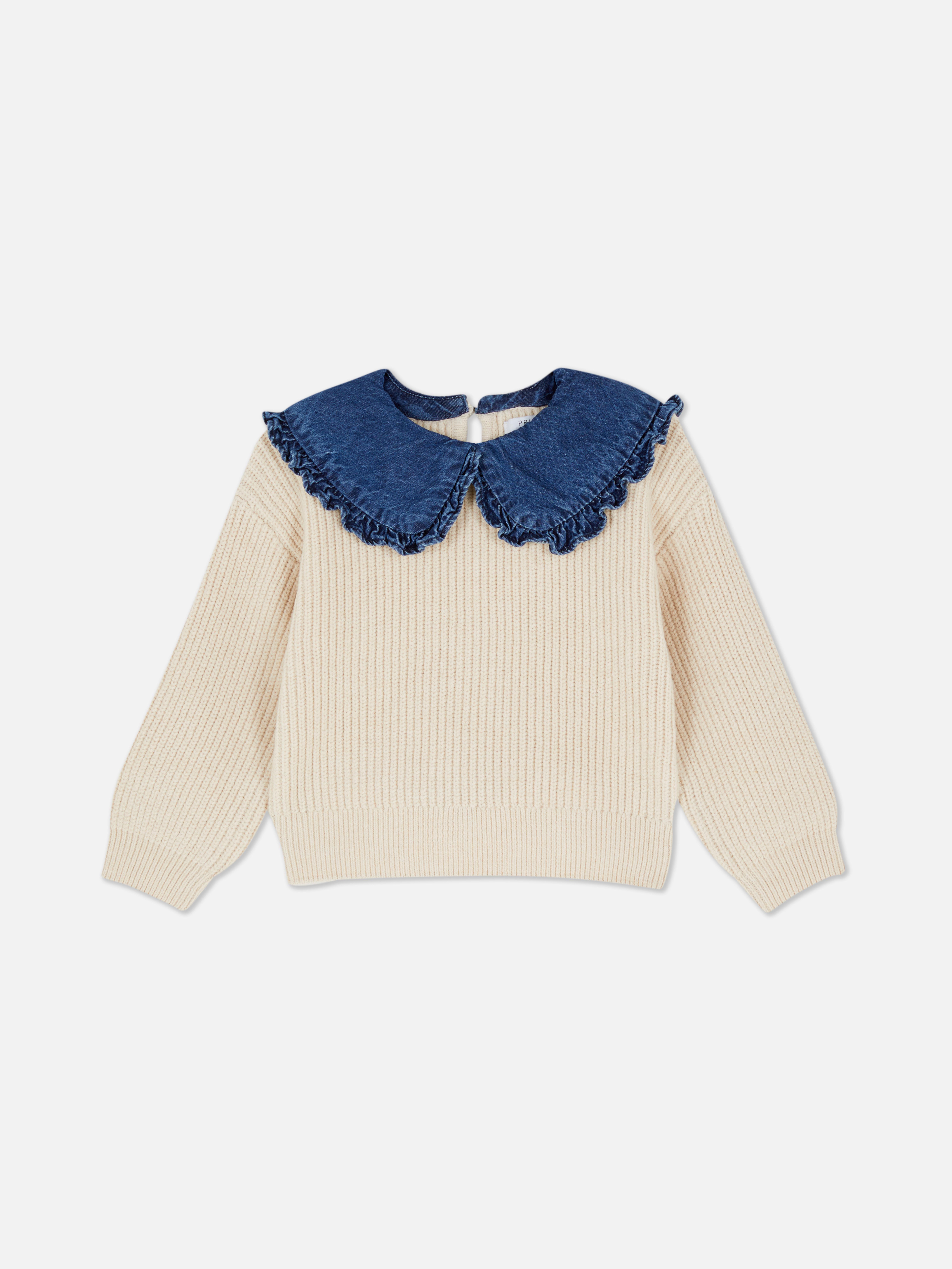 【YOURNUS】Pearl Collar Half Knit Beaded Peter Pan Collar With Creamy White Beads Clear