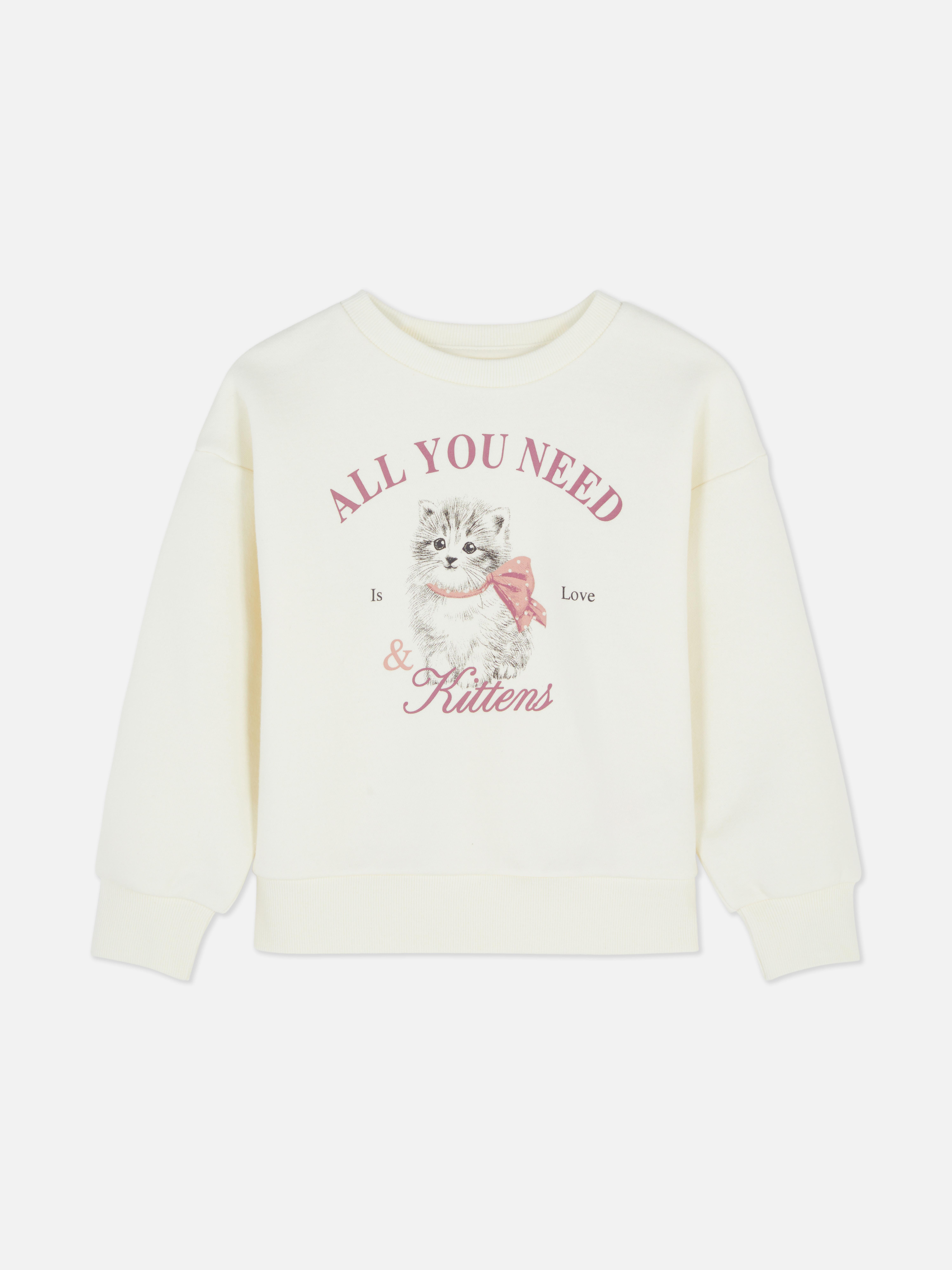 ★KIRSH★ Back Point Graphic Sweatshirt White Girls Ivory 2-7yrs | Printed Graphic Sweatshirt | Primark