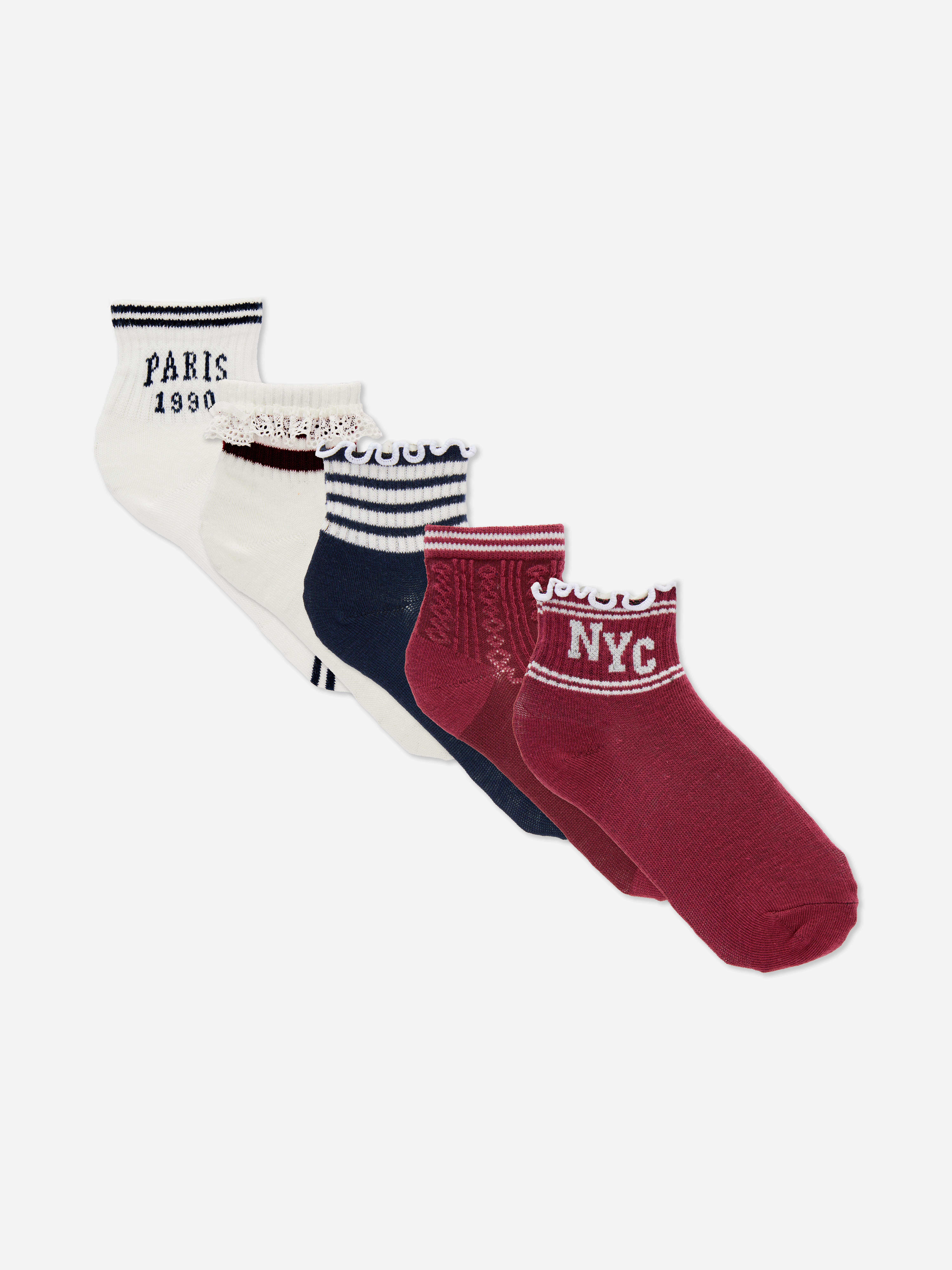 Pack de 5 pares de calcetines tobilleros
