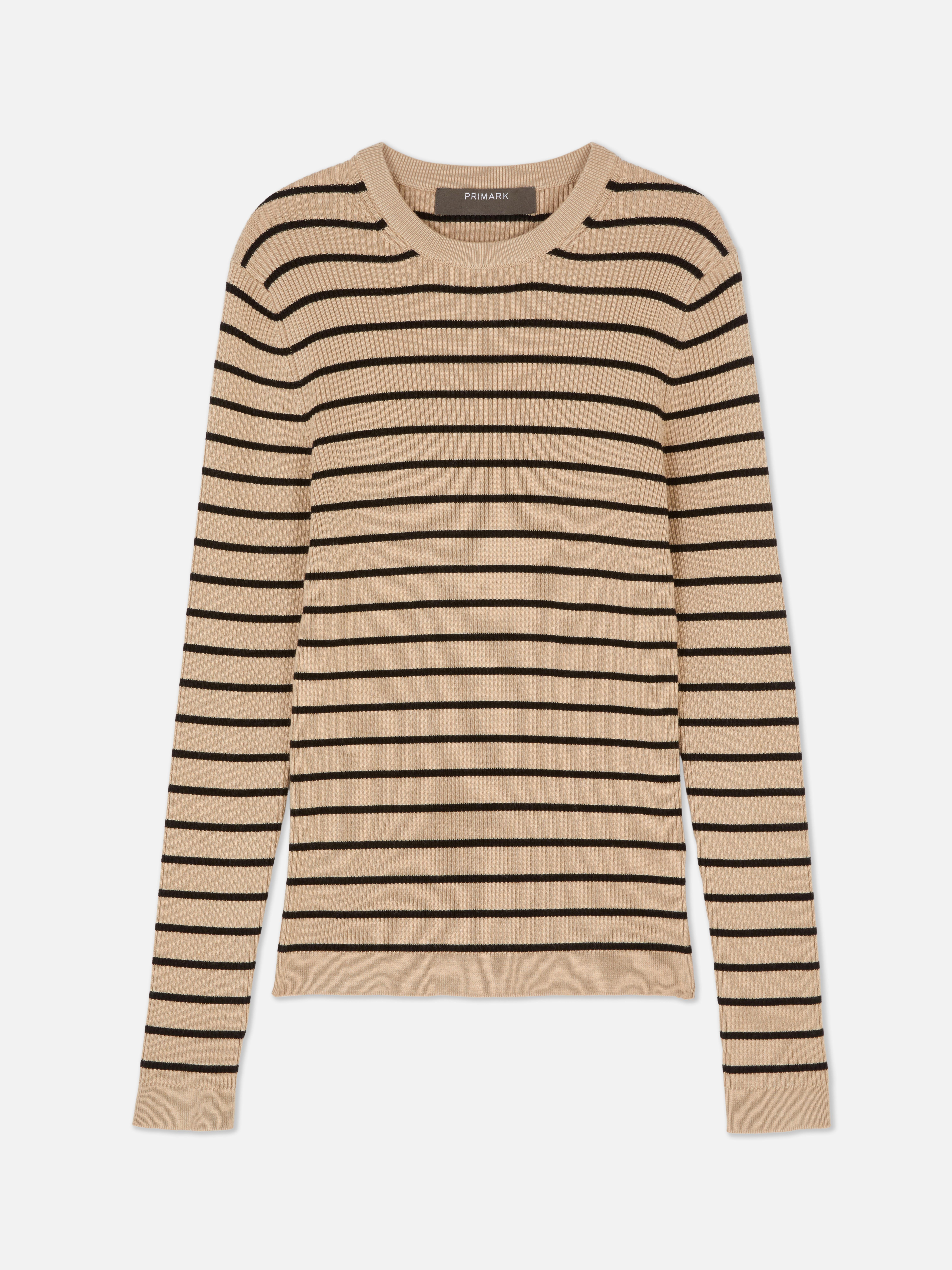 Gerippter Pullover mit Rundhalsausschnitt