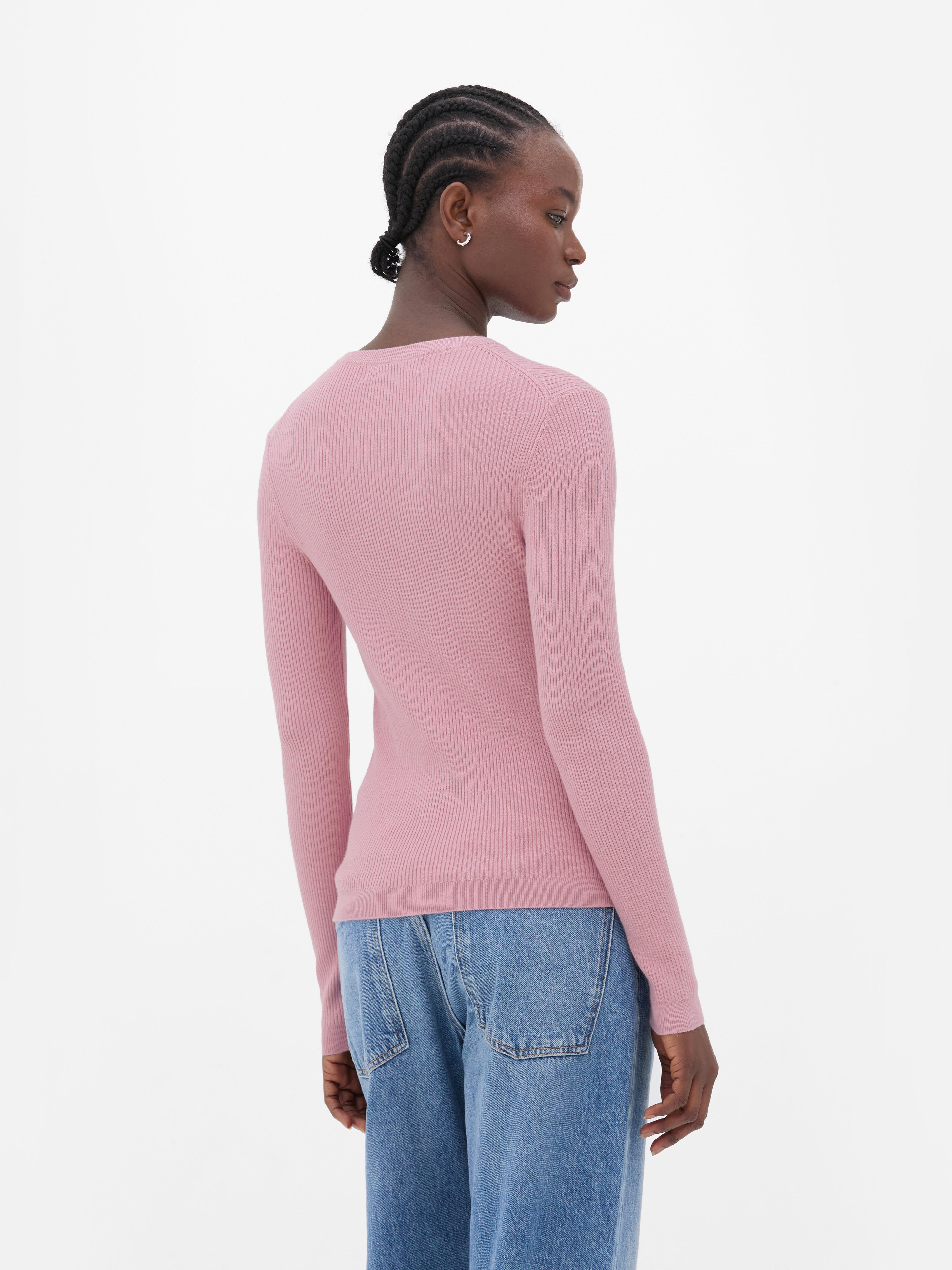 Gerippter Pullover mit Rundhalsausschnitt