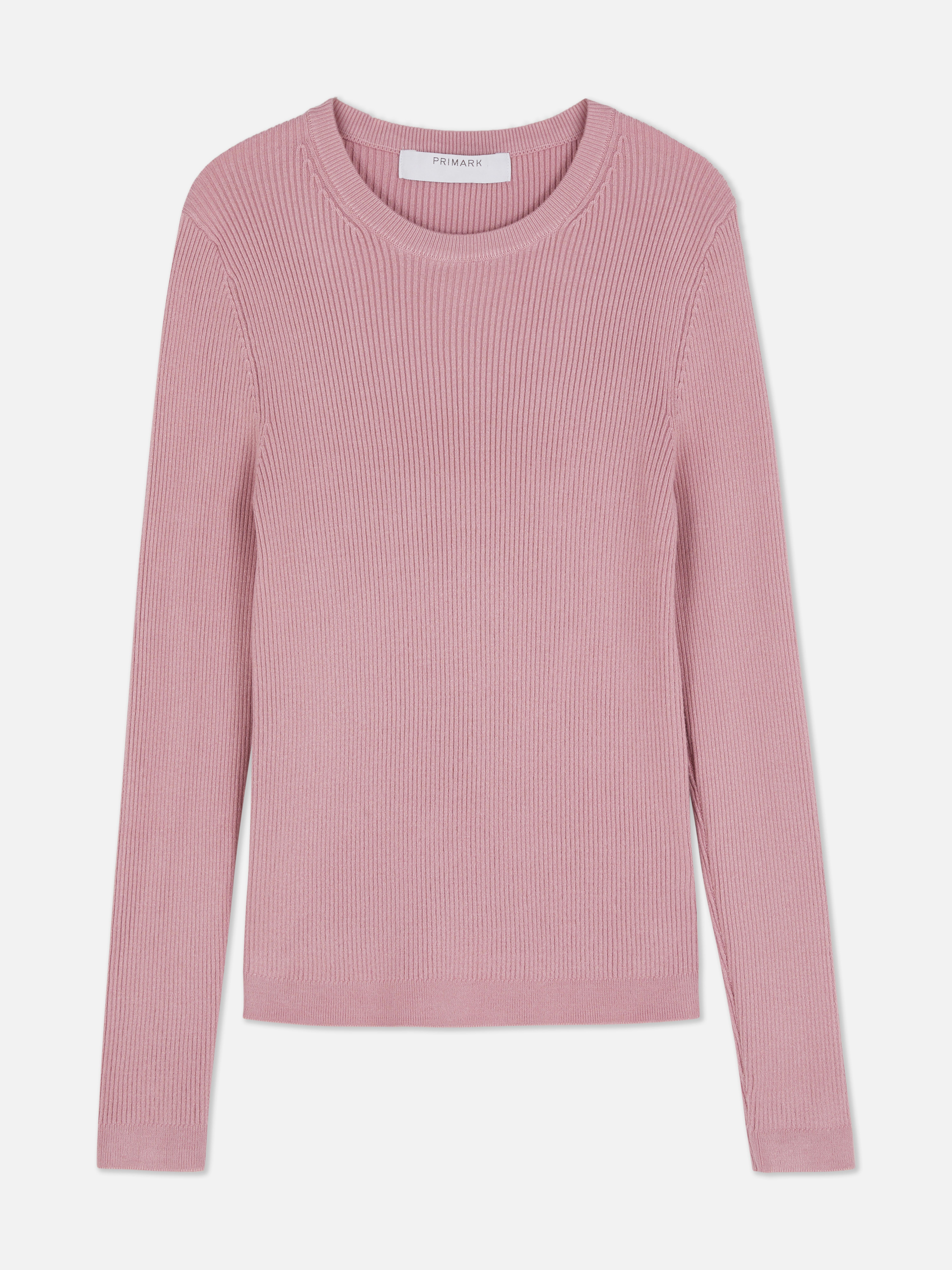 Gerippter Pullover mit Rundhalsausschnitt