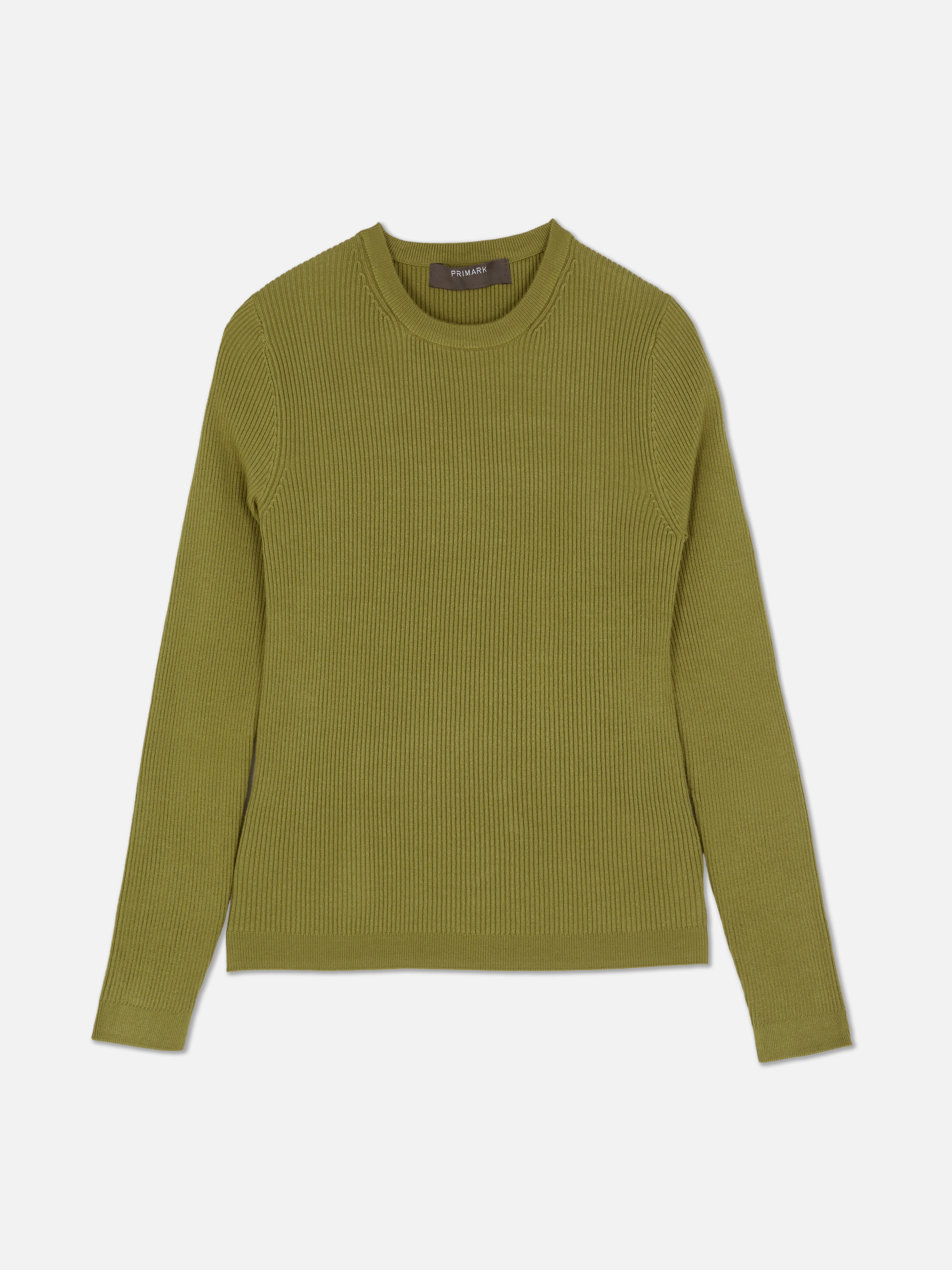 Gerippter Pullover mit Rundhalsausschnitt