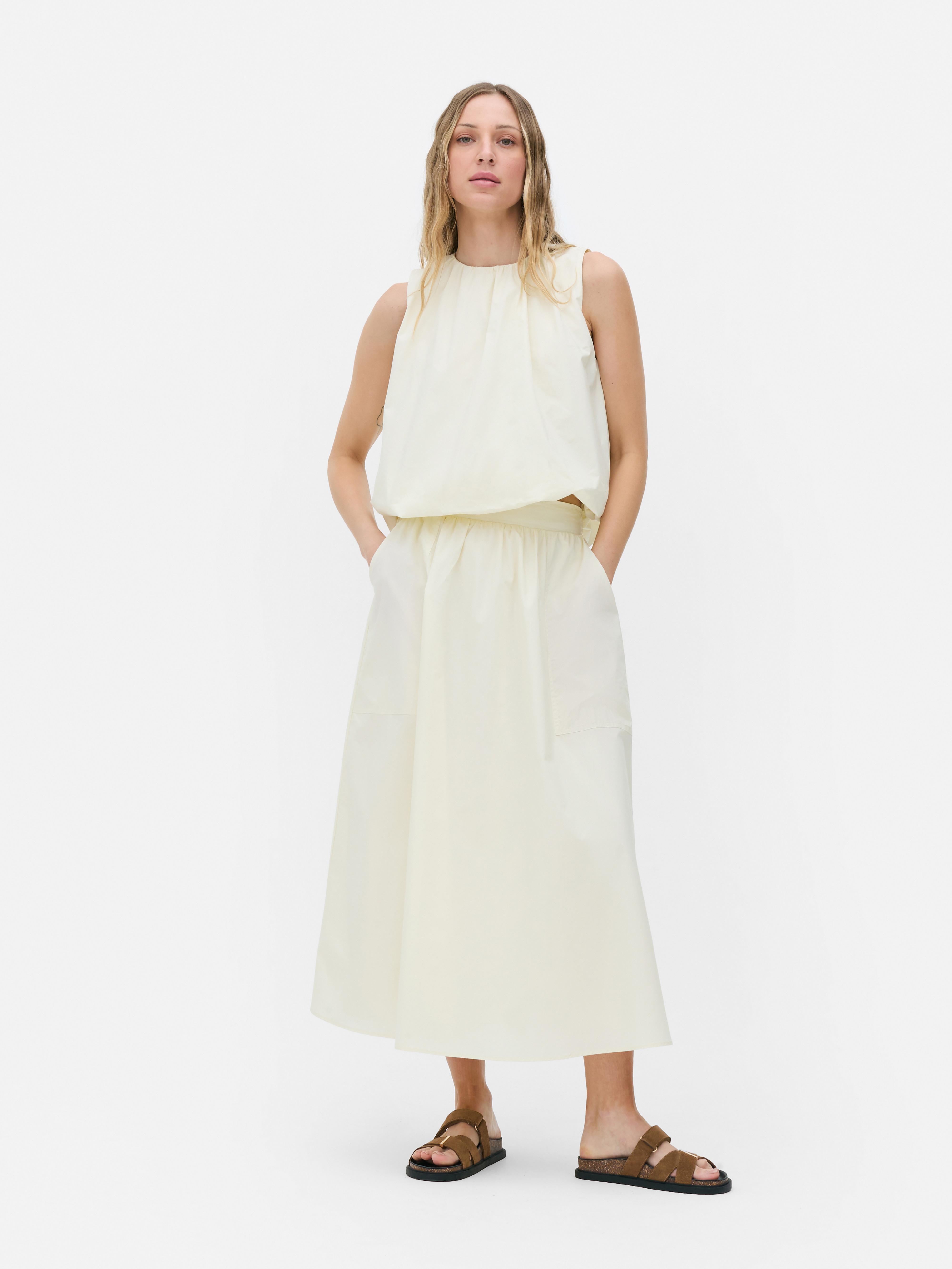 Jupe mi-longue taille haute The Edit