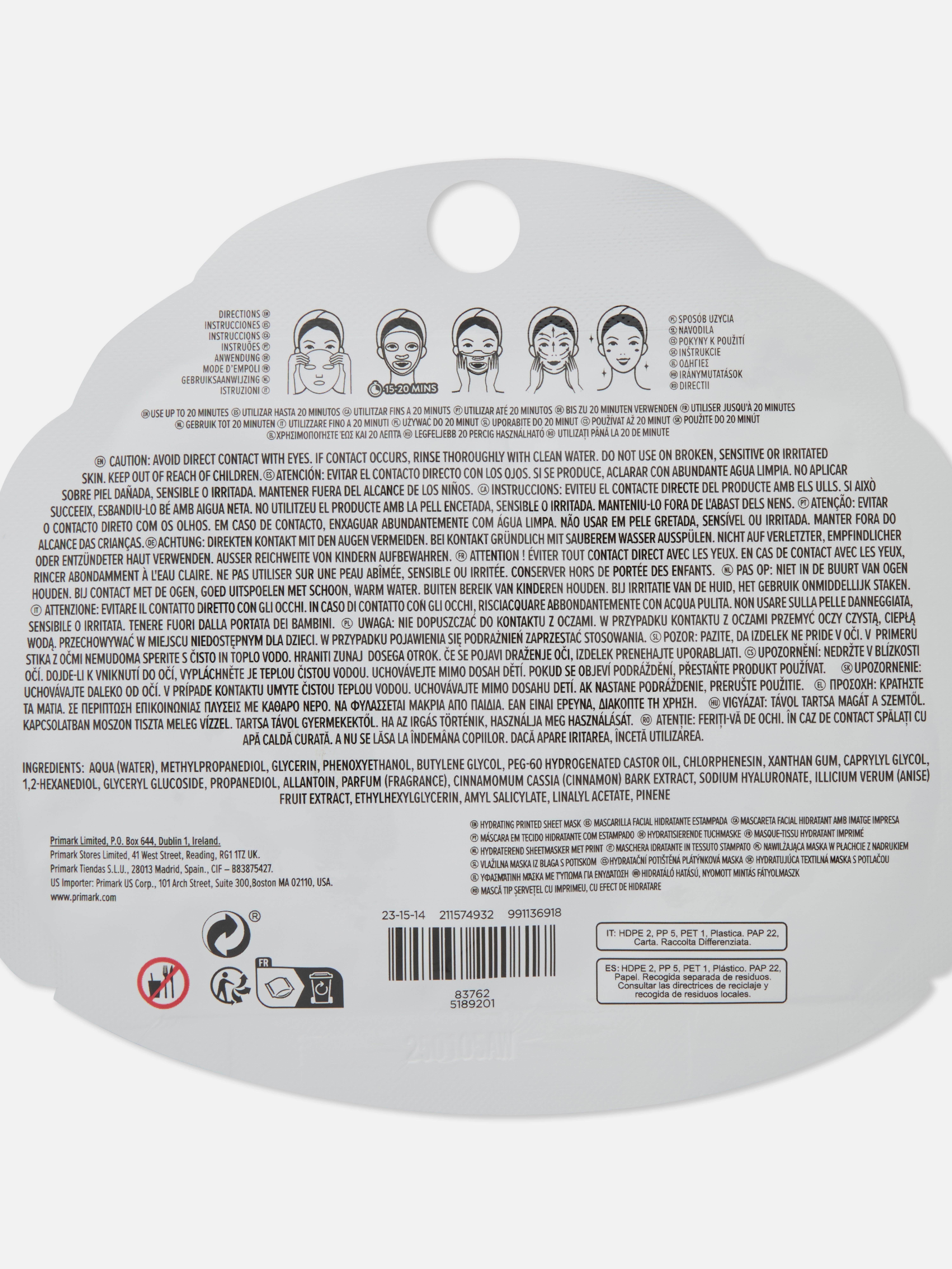 PS... Hydrating Cinnamon Roll Sheet Mask