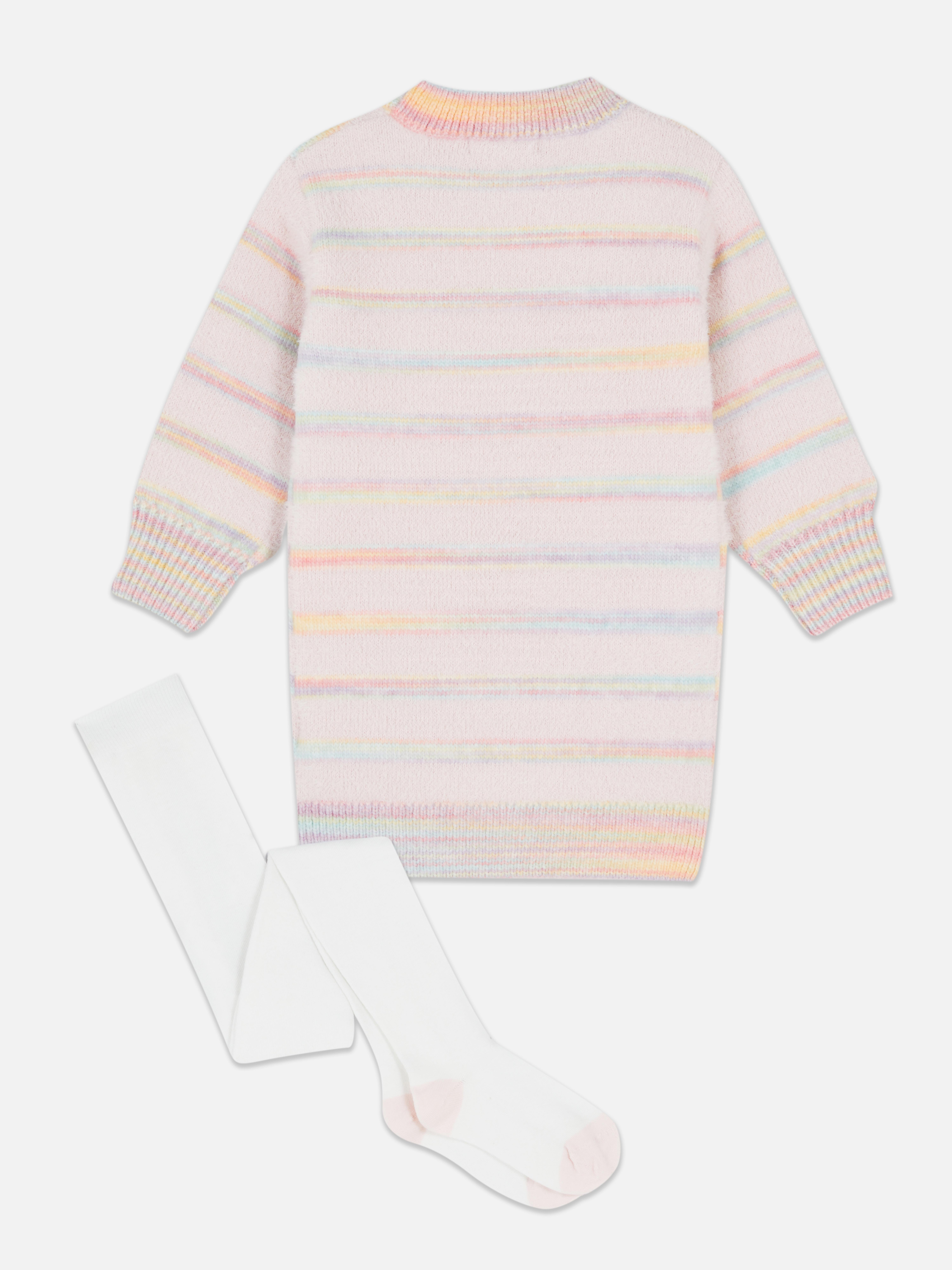 1.5-8yrs | Stripe Sweater Dress and Tights Set