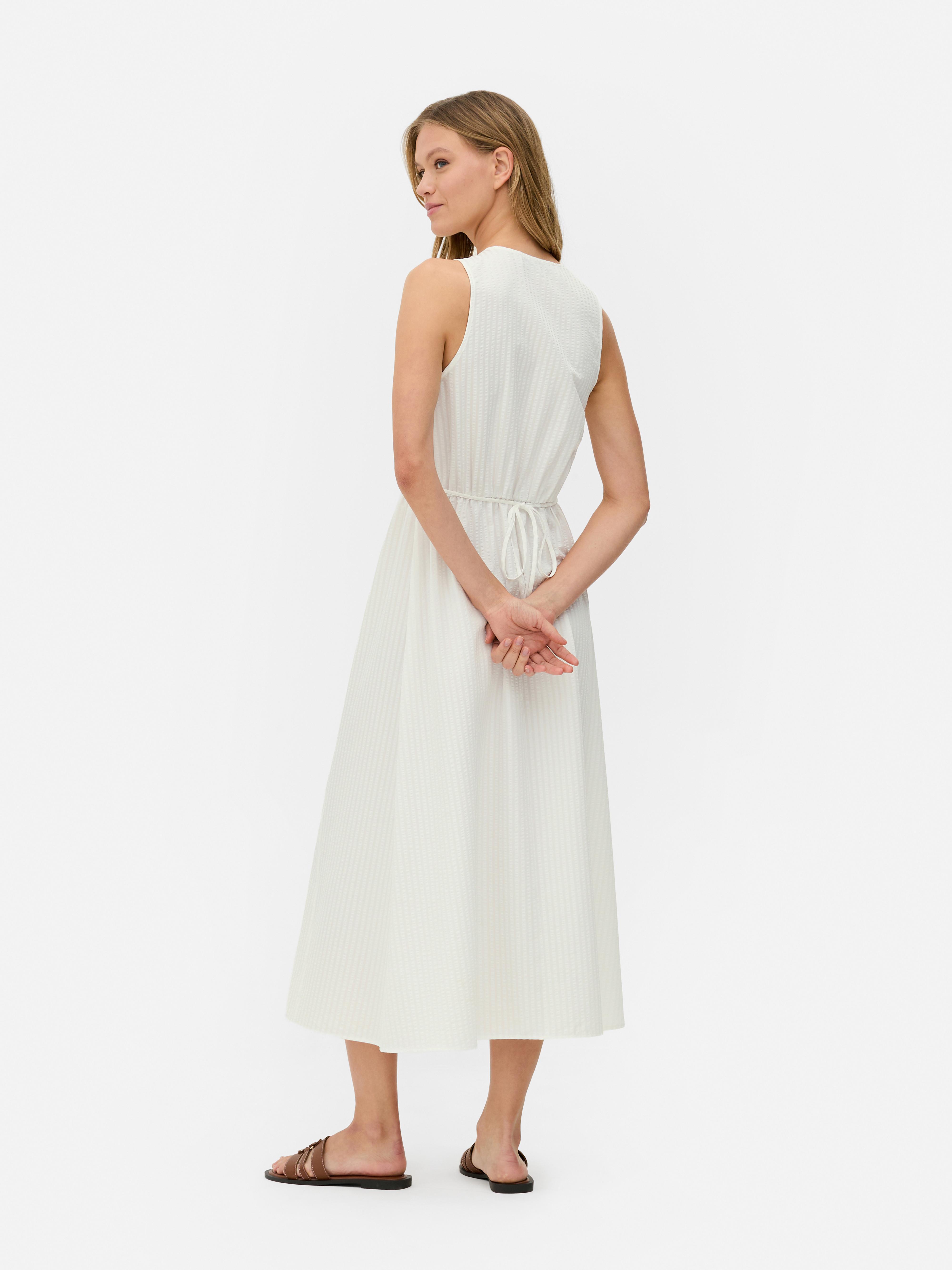 Midikleid aus Seersucker