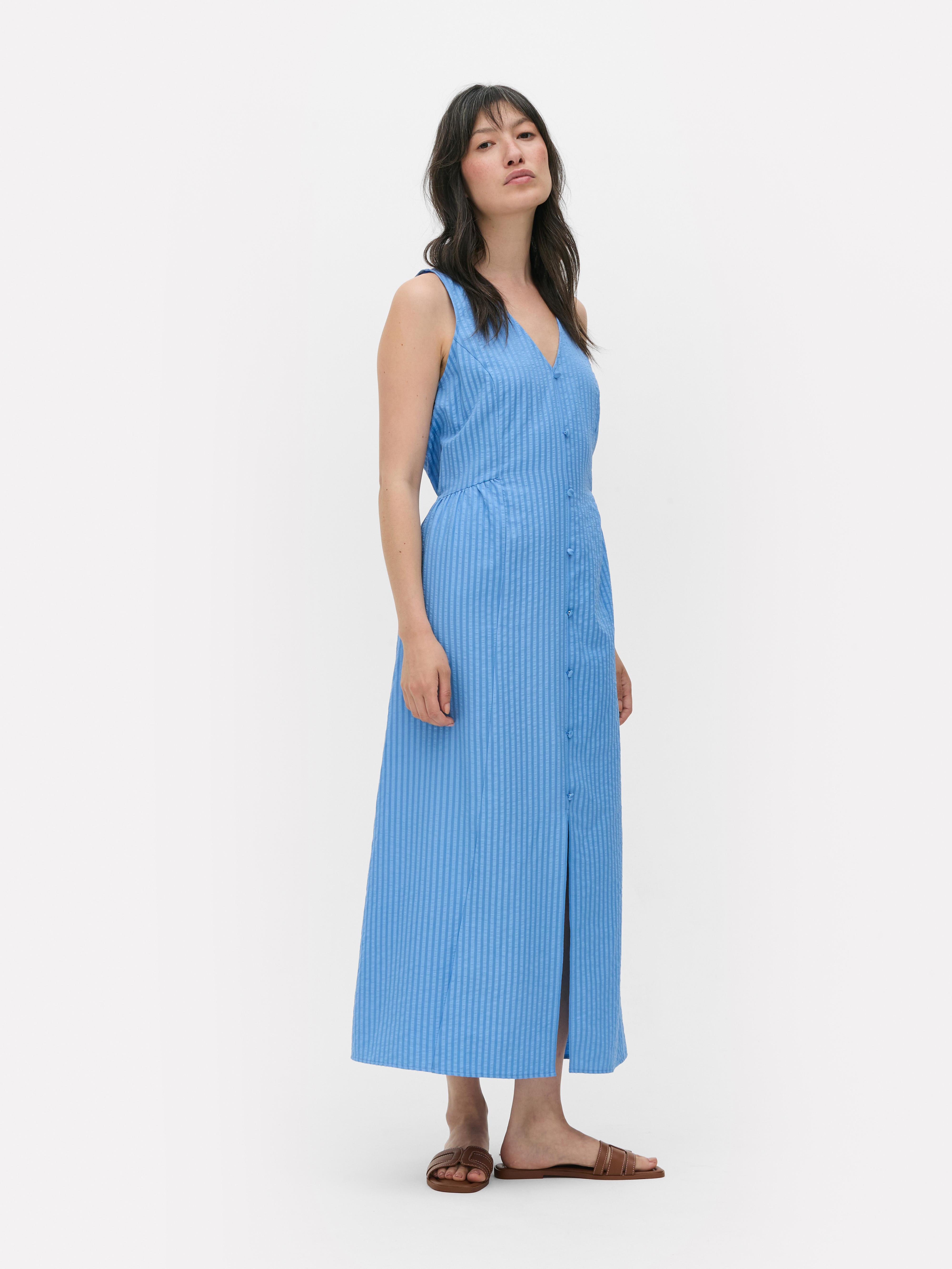 Midikleid aus Seersucker