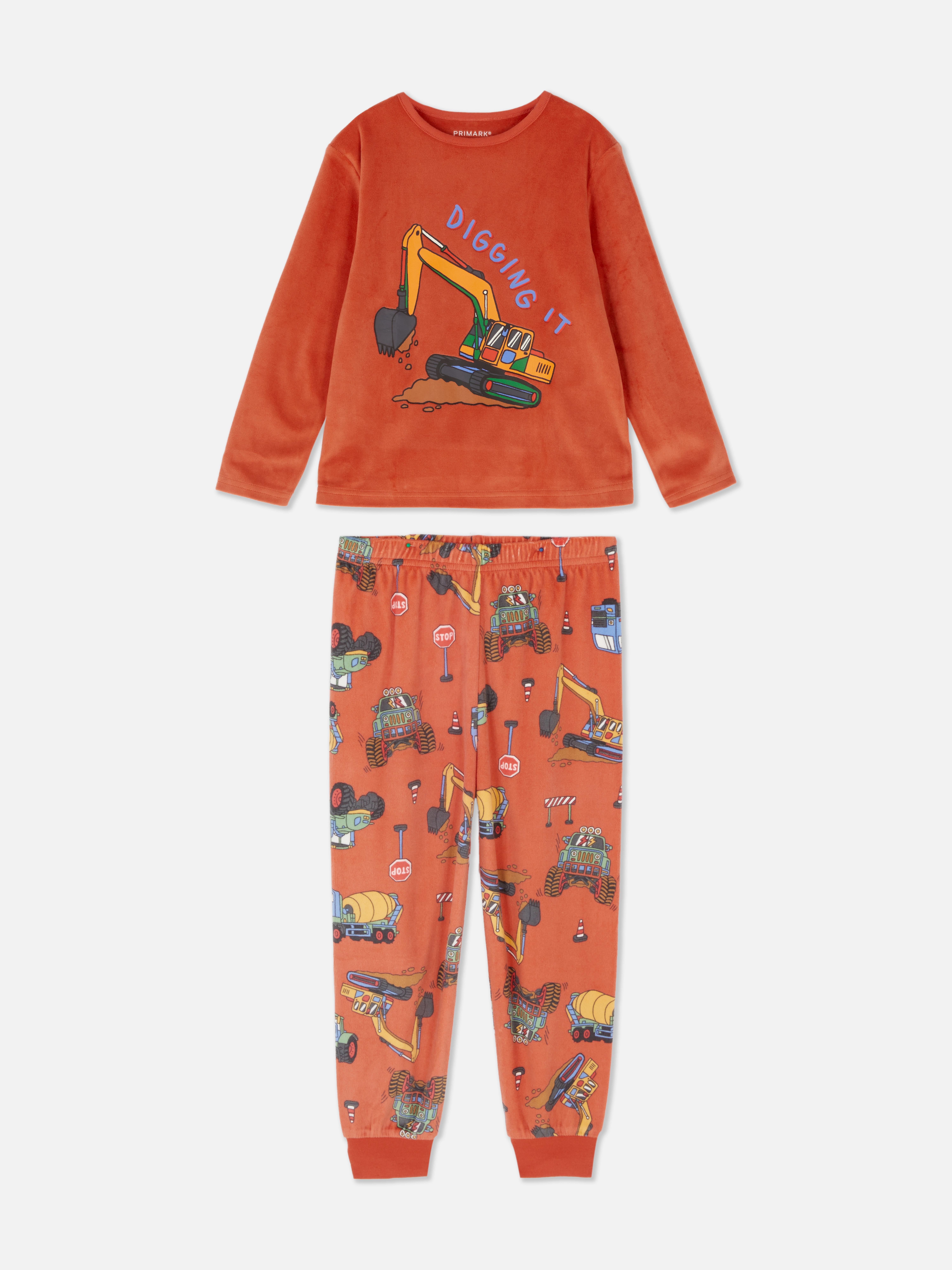 1.5-8yrs | Digger Graphic Cosy Pyjamas