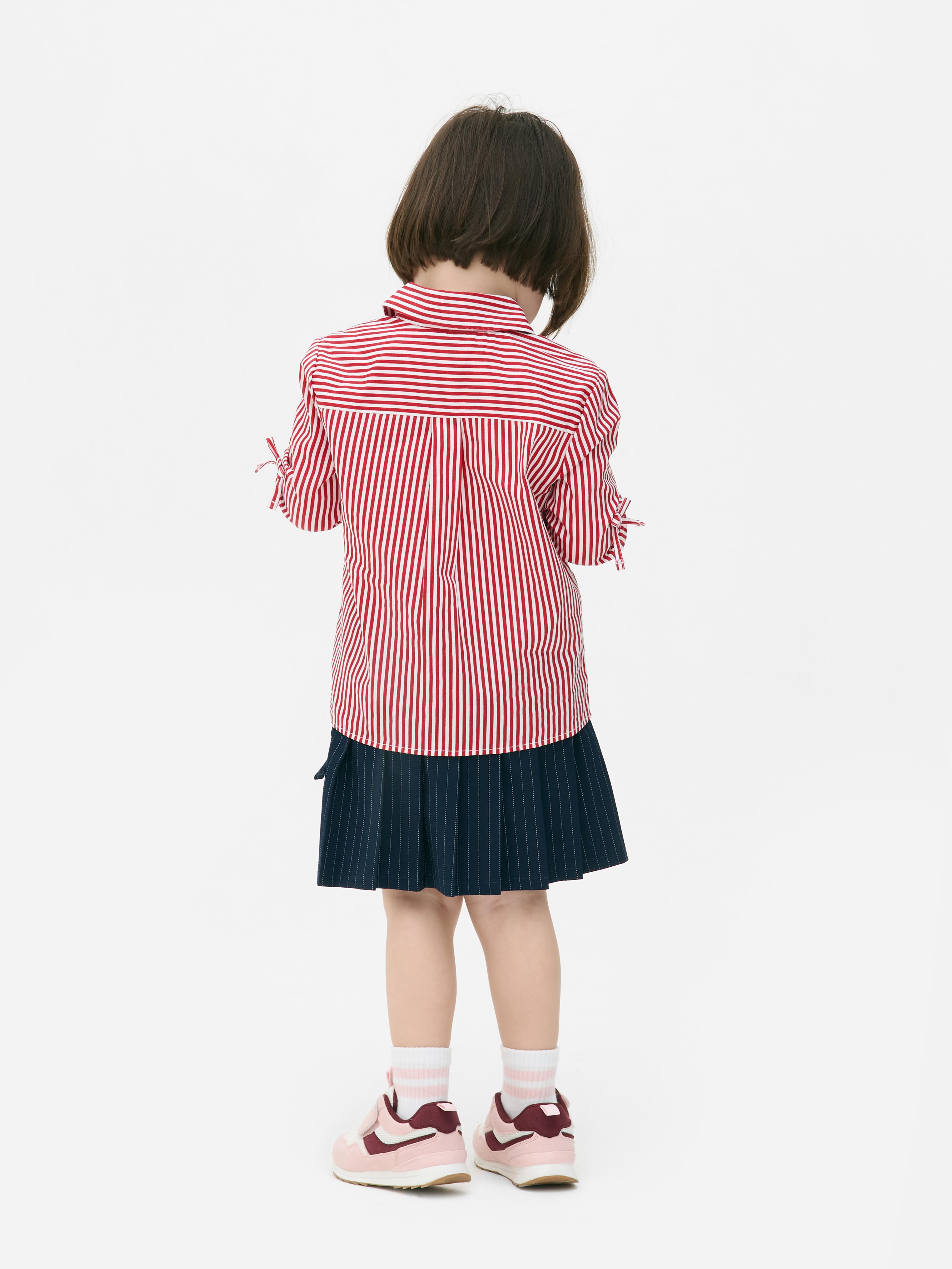 Gestreepte blouse met knoopsluiting en strik