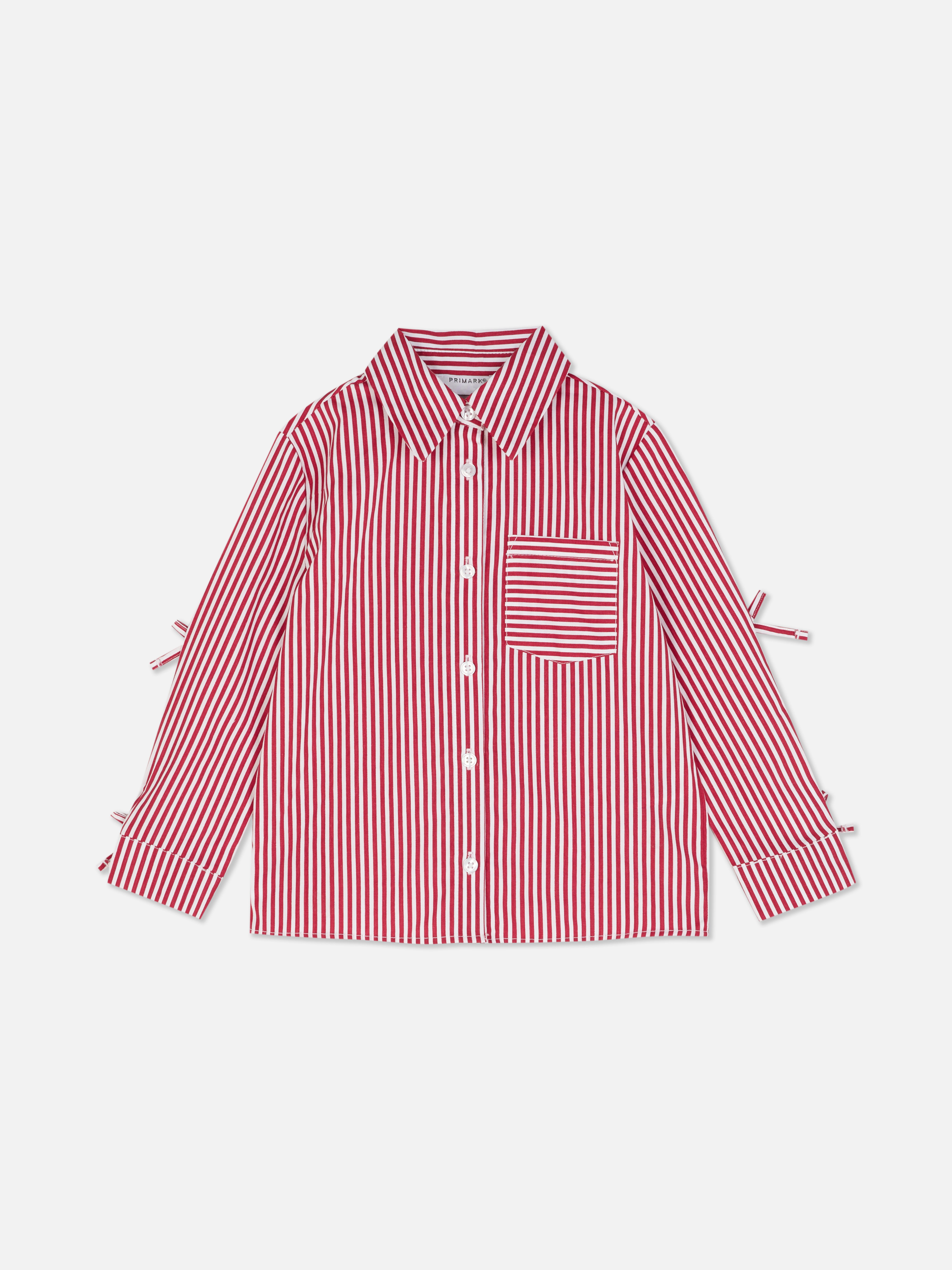 Gestreepte blouse met knoopsluiting en strik