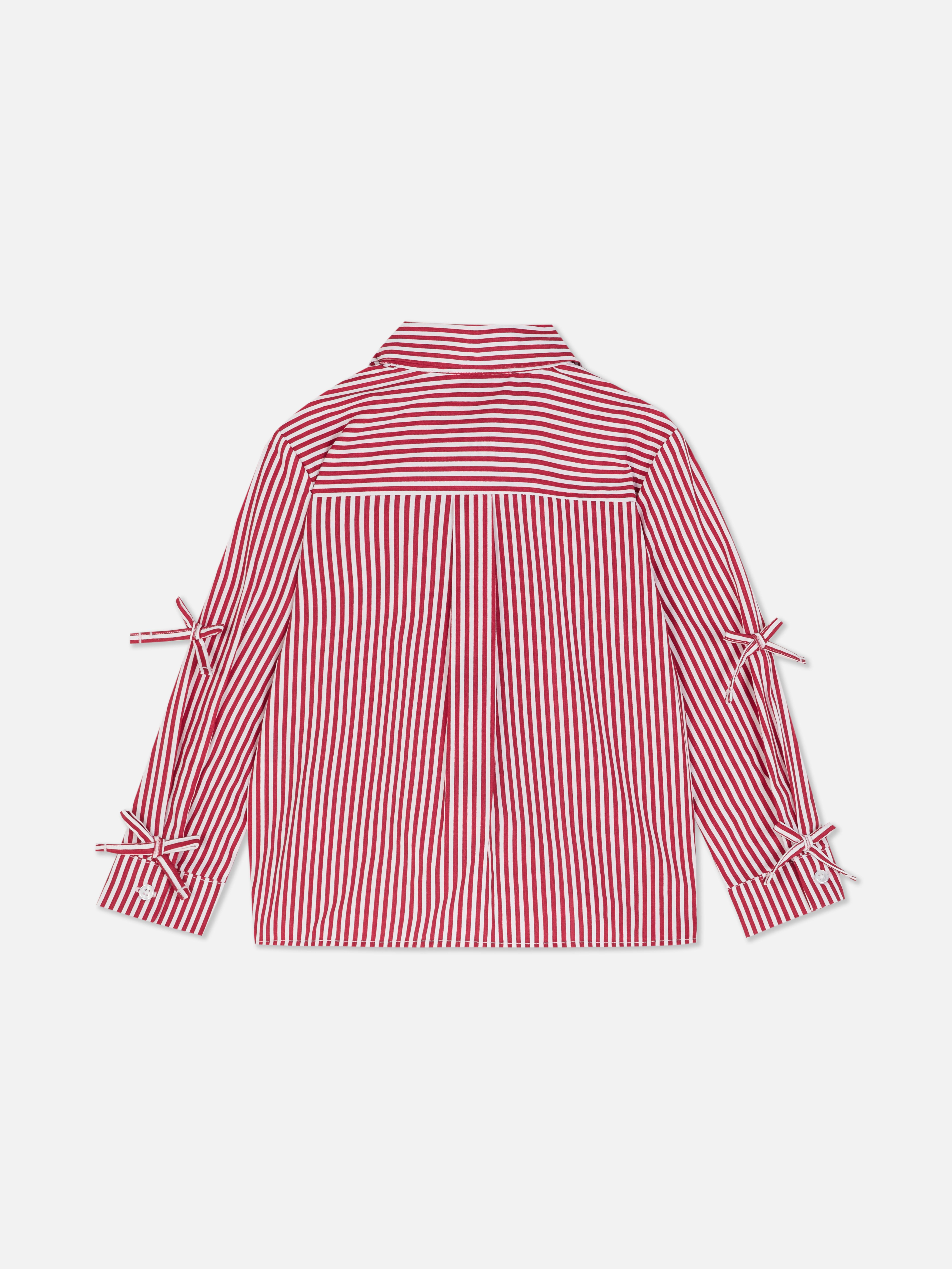 Gestreepte blouse met knoopsluiting en strik