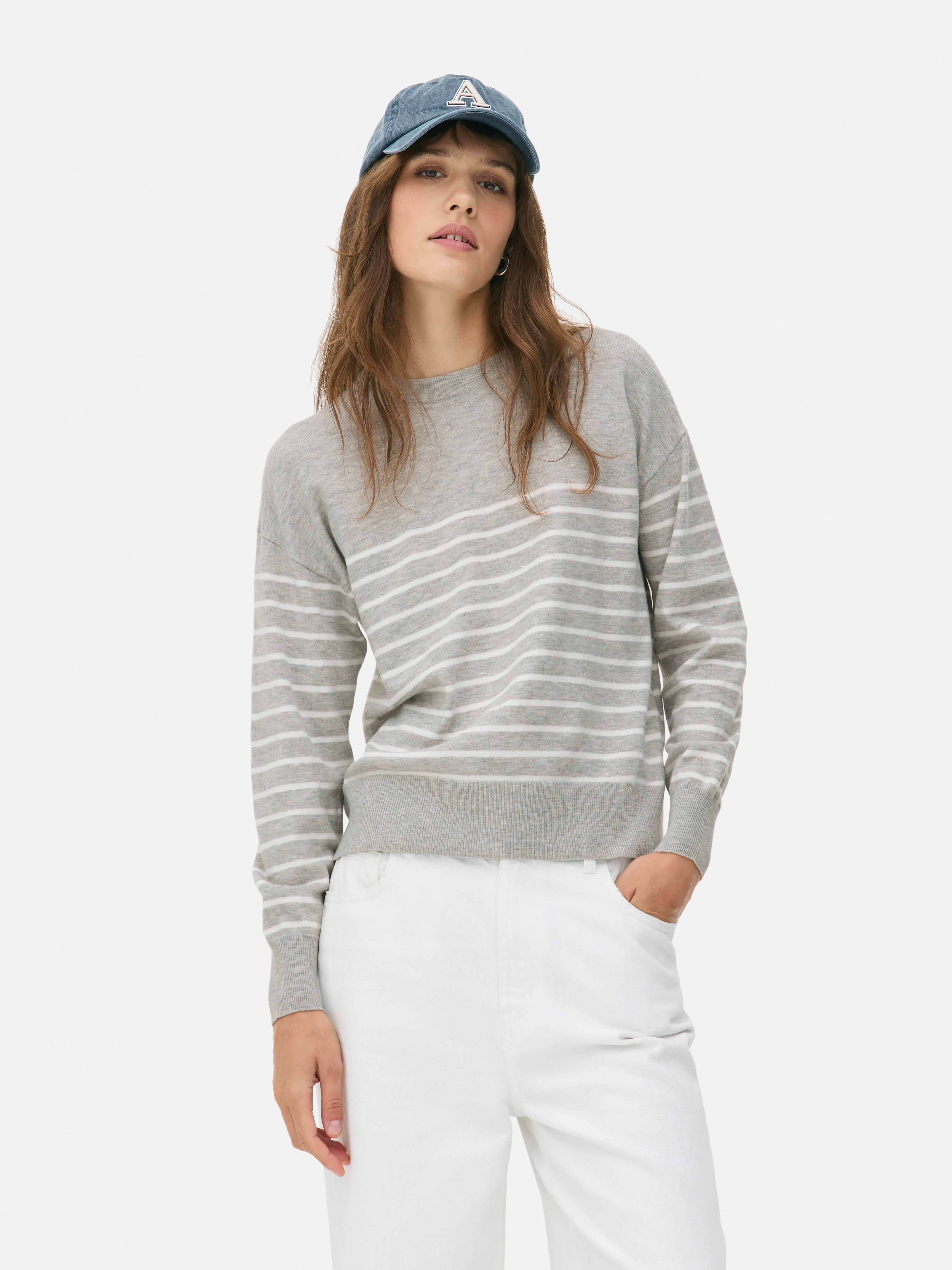 Weicher Pullover mit Rundhalsausschnitt Hellgrau