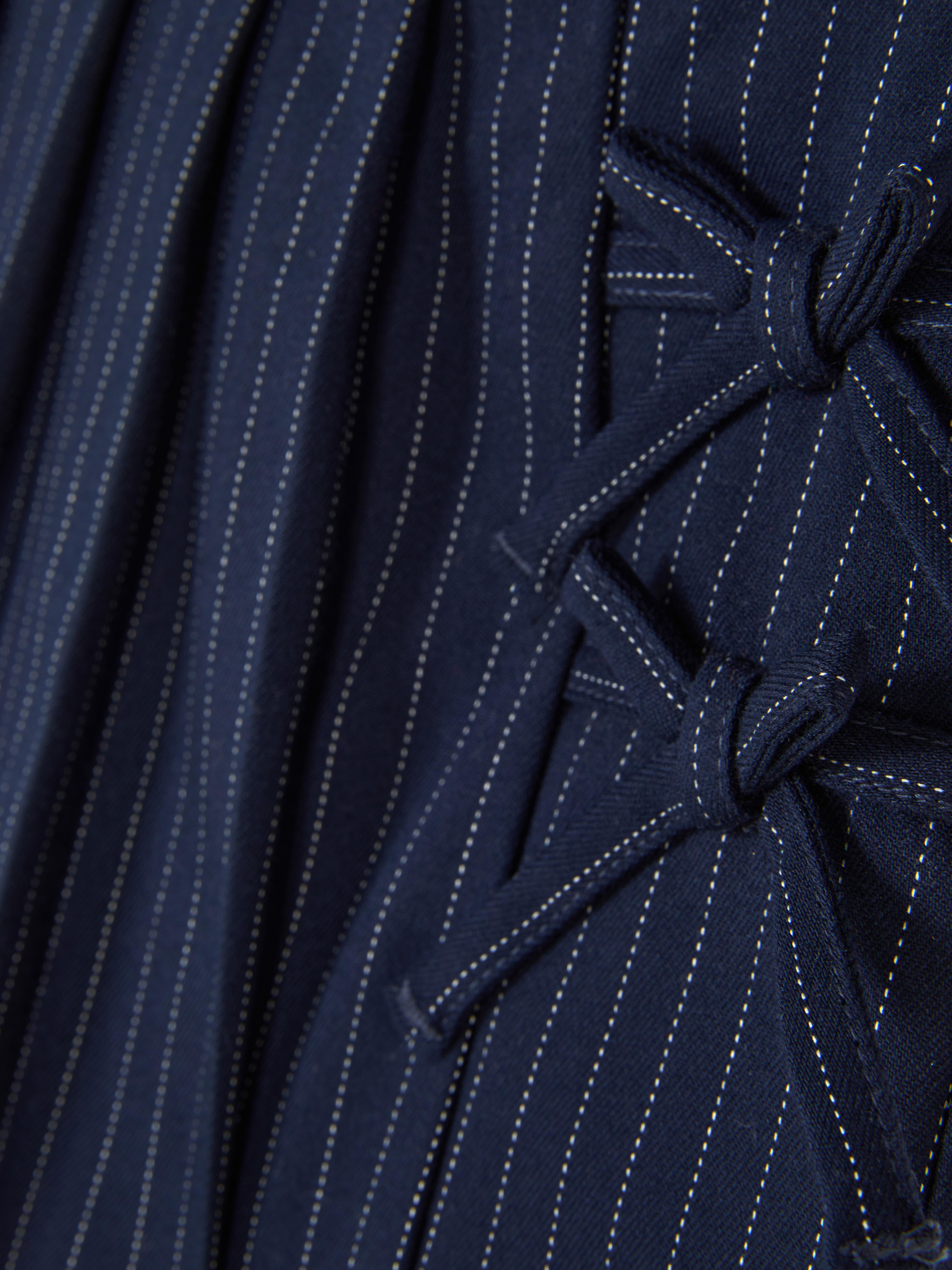 Pinstripe Pleated Bow Skirt