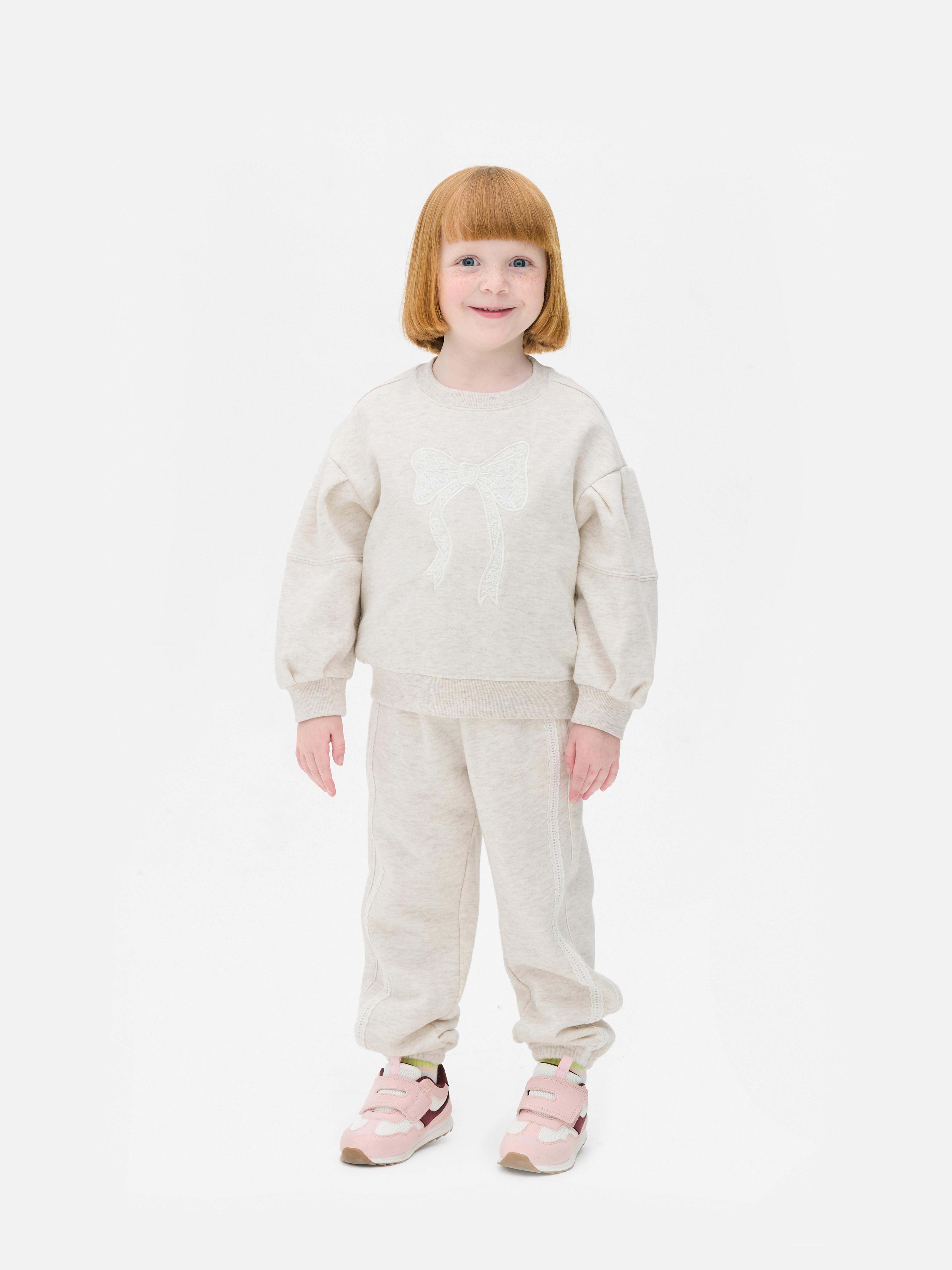 2-7 ans | Ensemble sweat-shirt avec nœud en dentelle