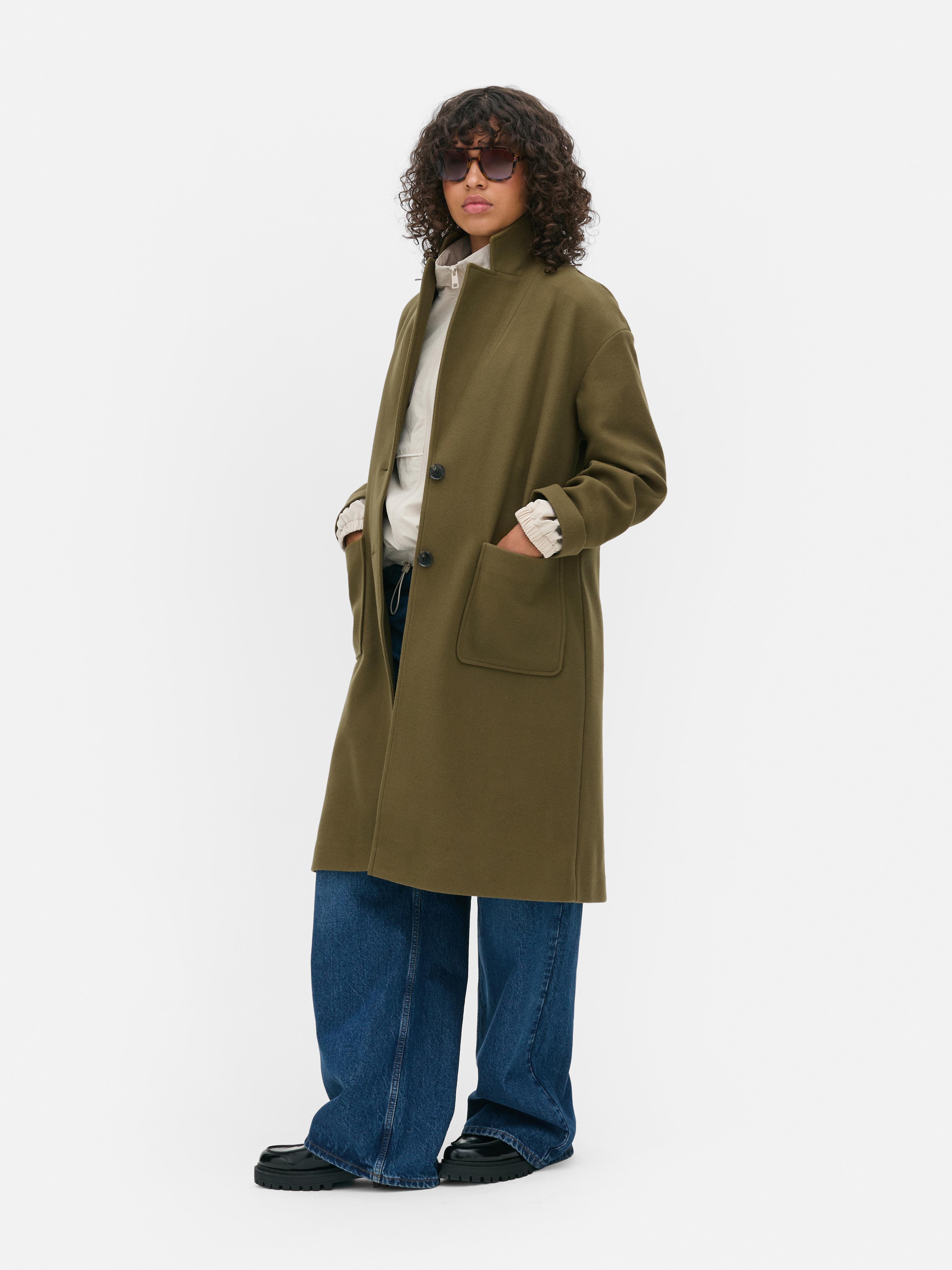 Manteau mi-long à boutonnage simple