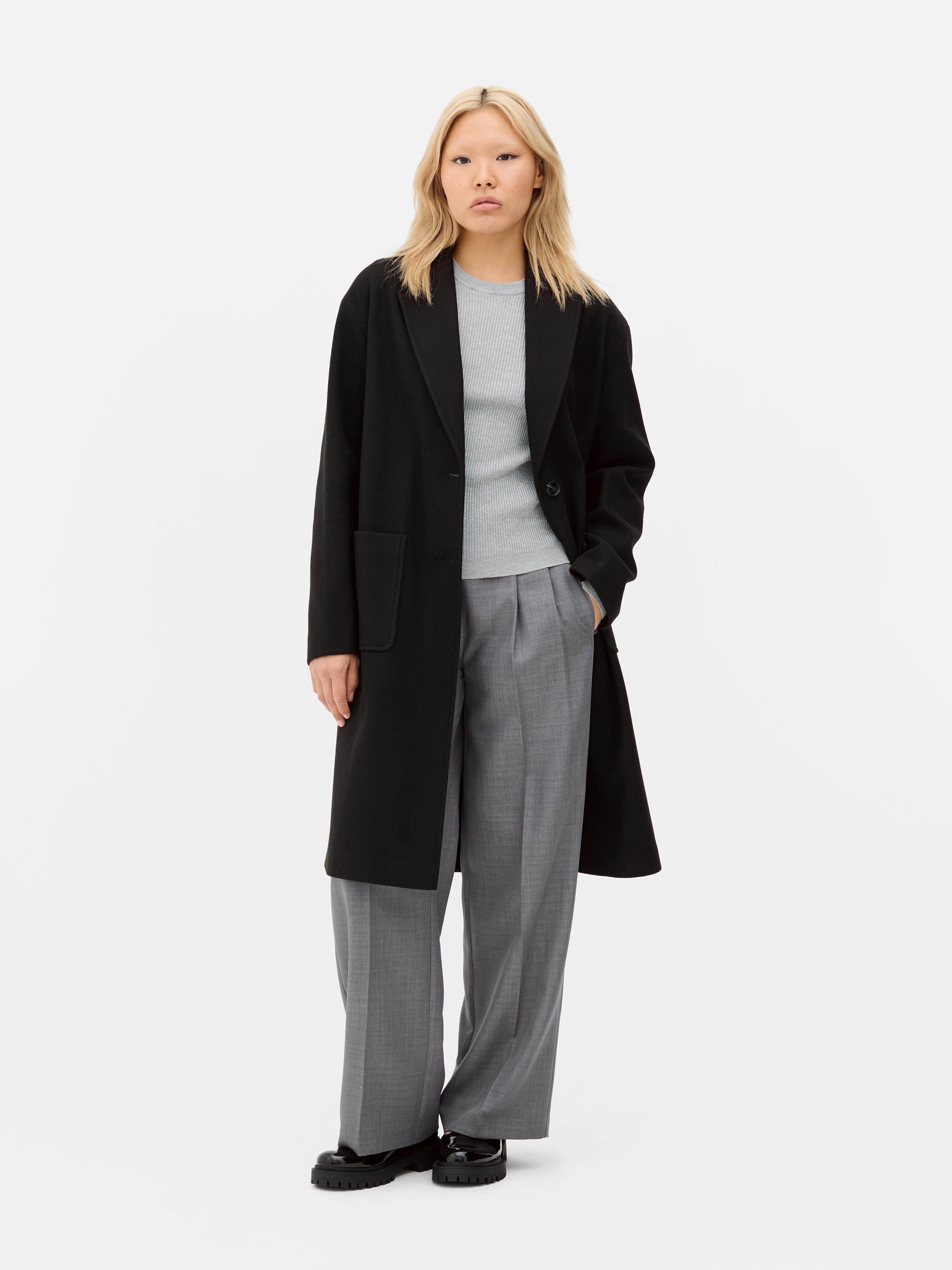Abrigo midi con botonadura simple