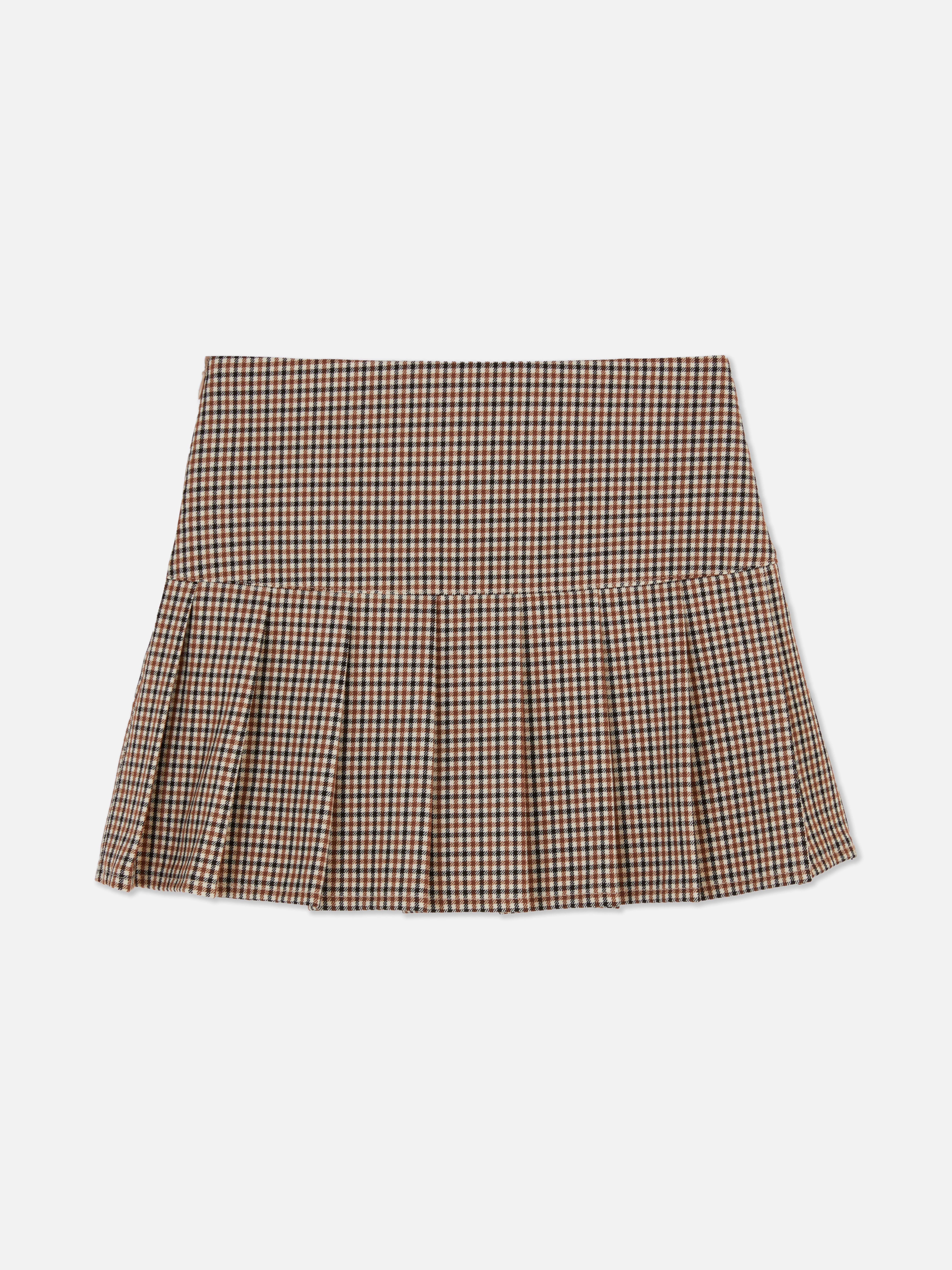 Girls Brown Check Pleated Skirt | Primark