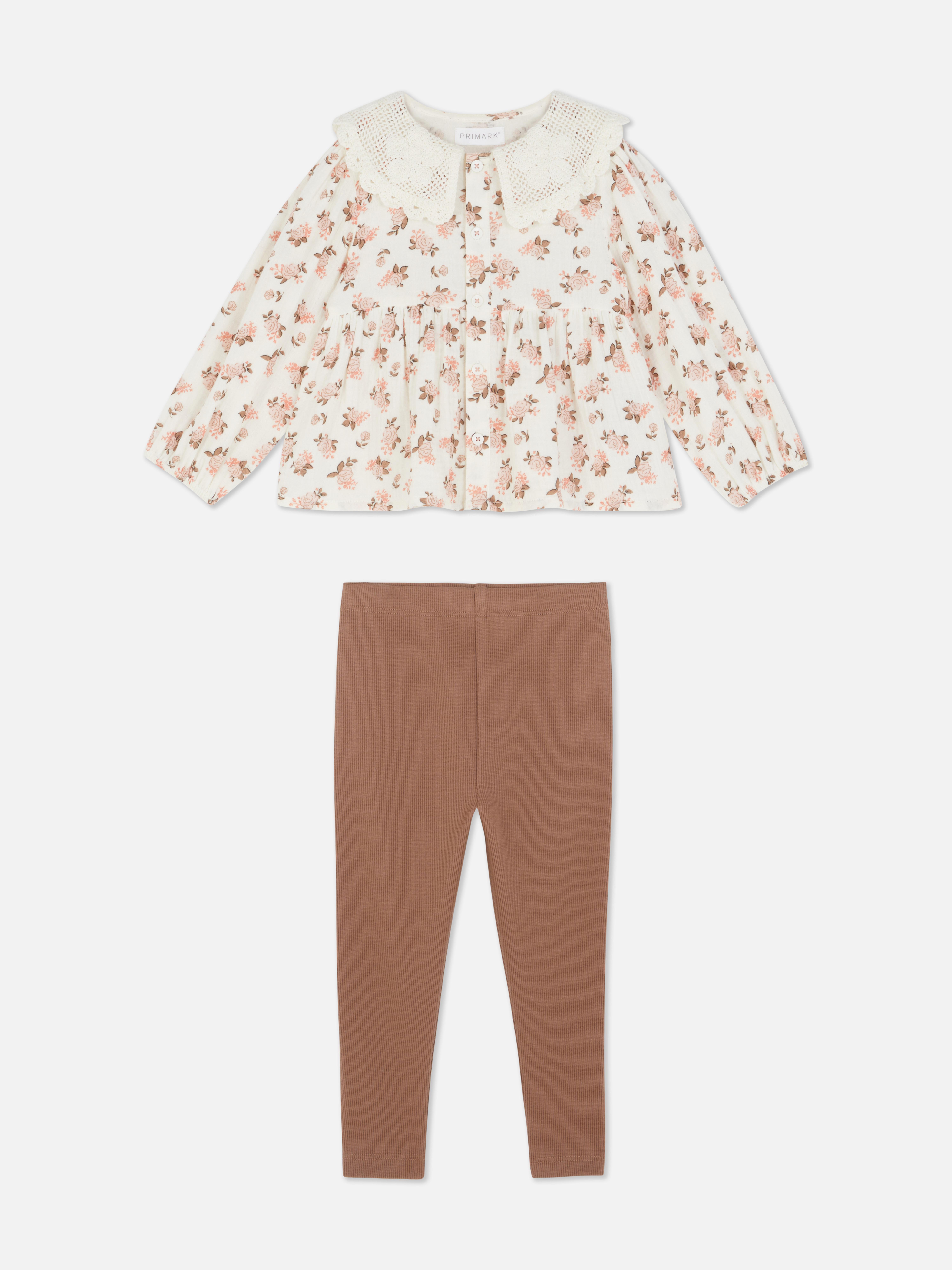 Set van gehaakte gebloemde blouse en legging