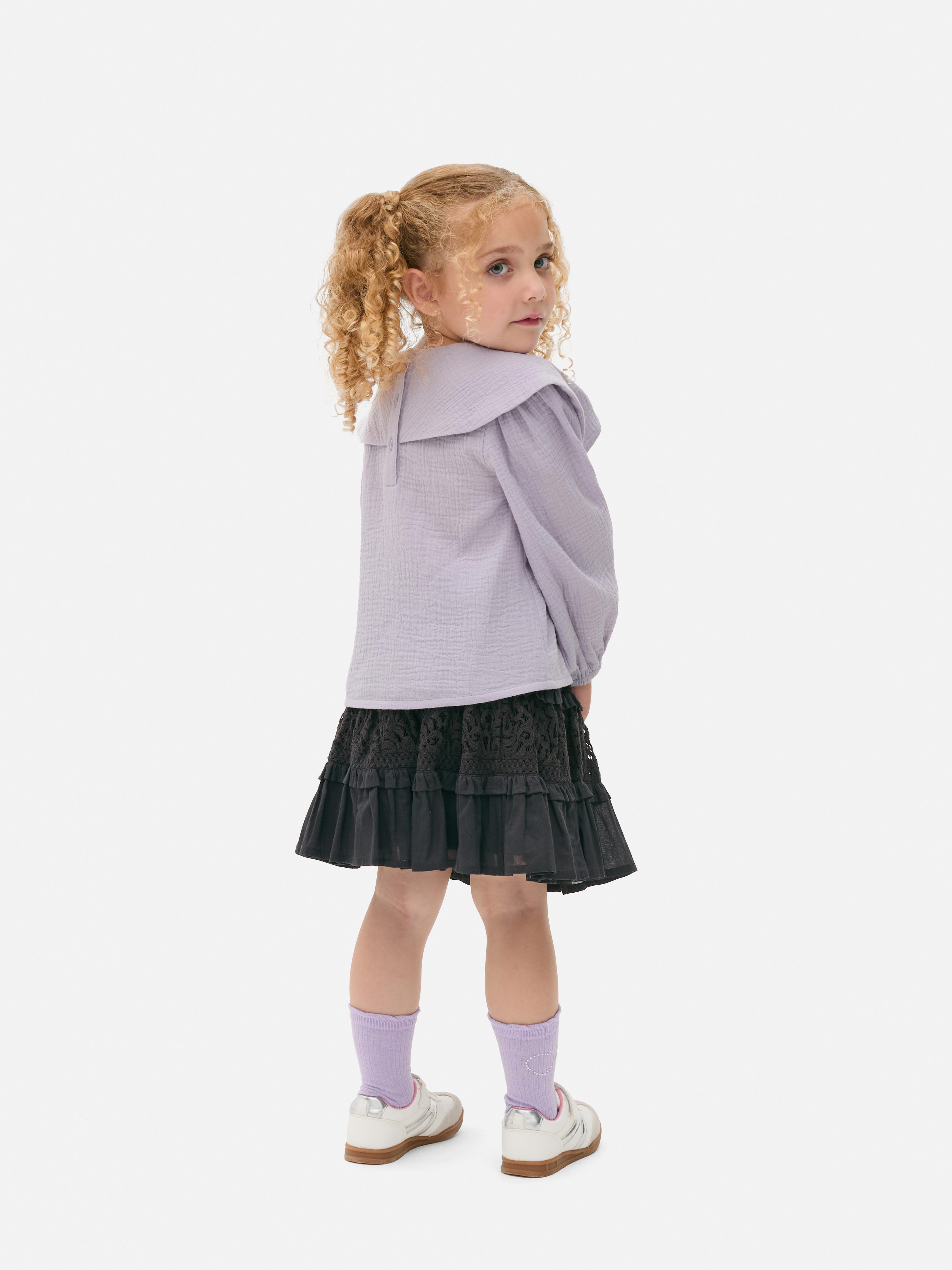 Girls Purple 1.5-8yrs | Bow Collar Double Cloth Blouse | Primark