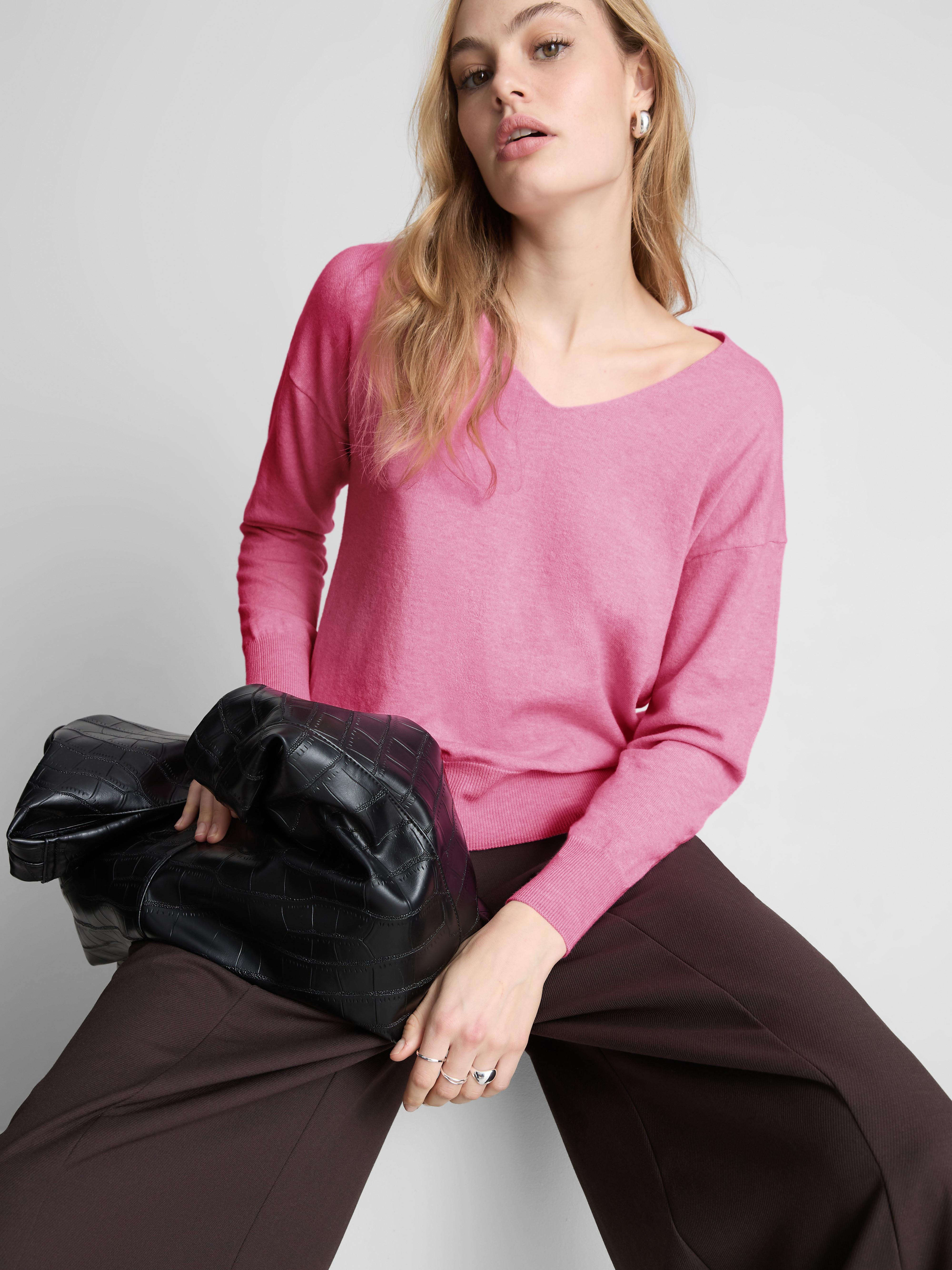 Soft V-Neck Jumper Pink