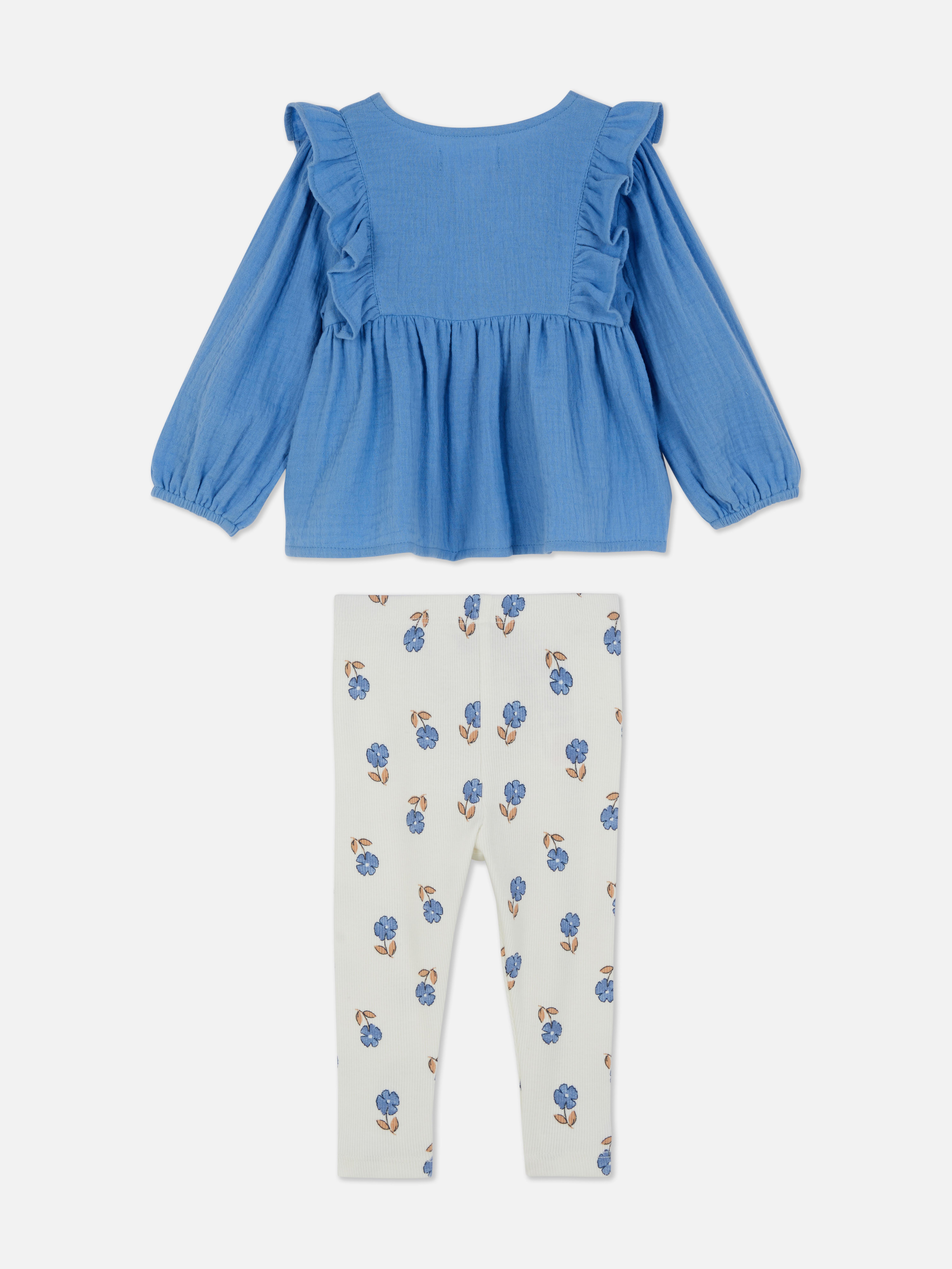 Set van gebloemde blouse met ruches en legging