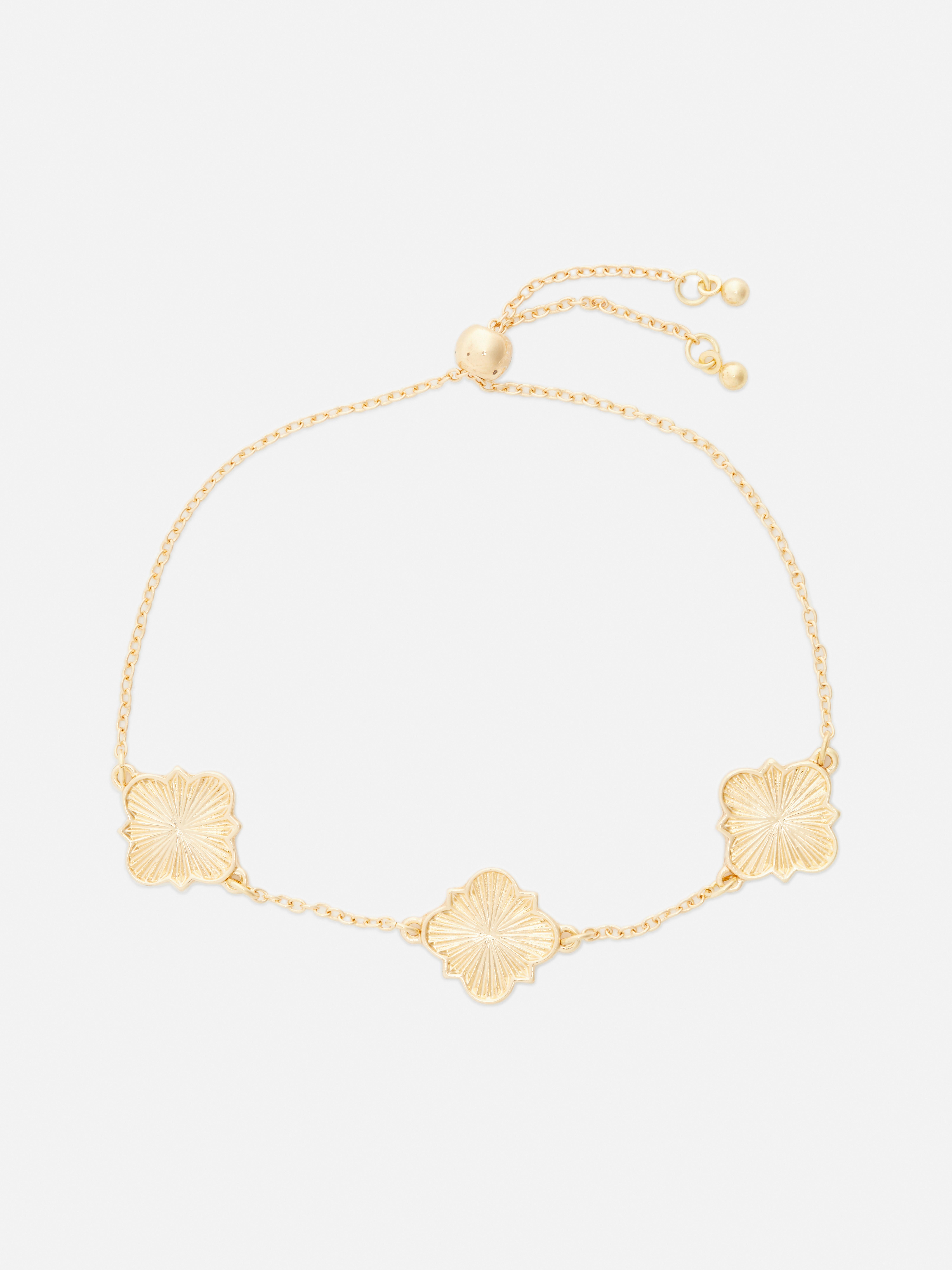 Textured Clover Chain Bracelet