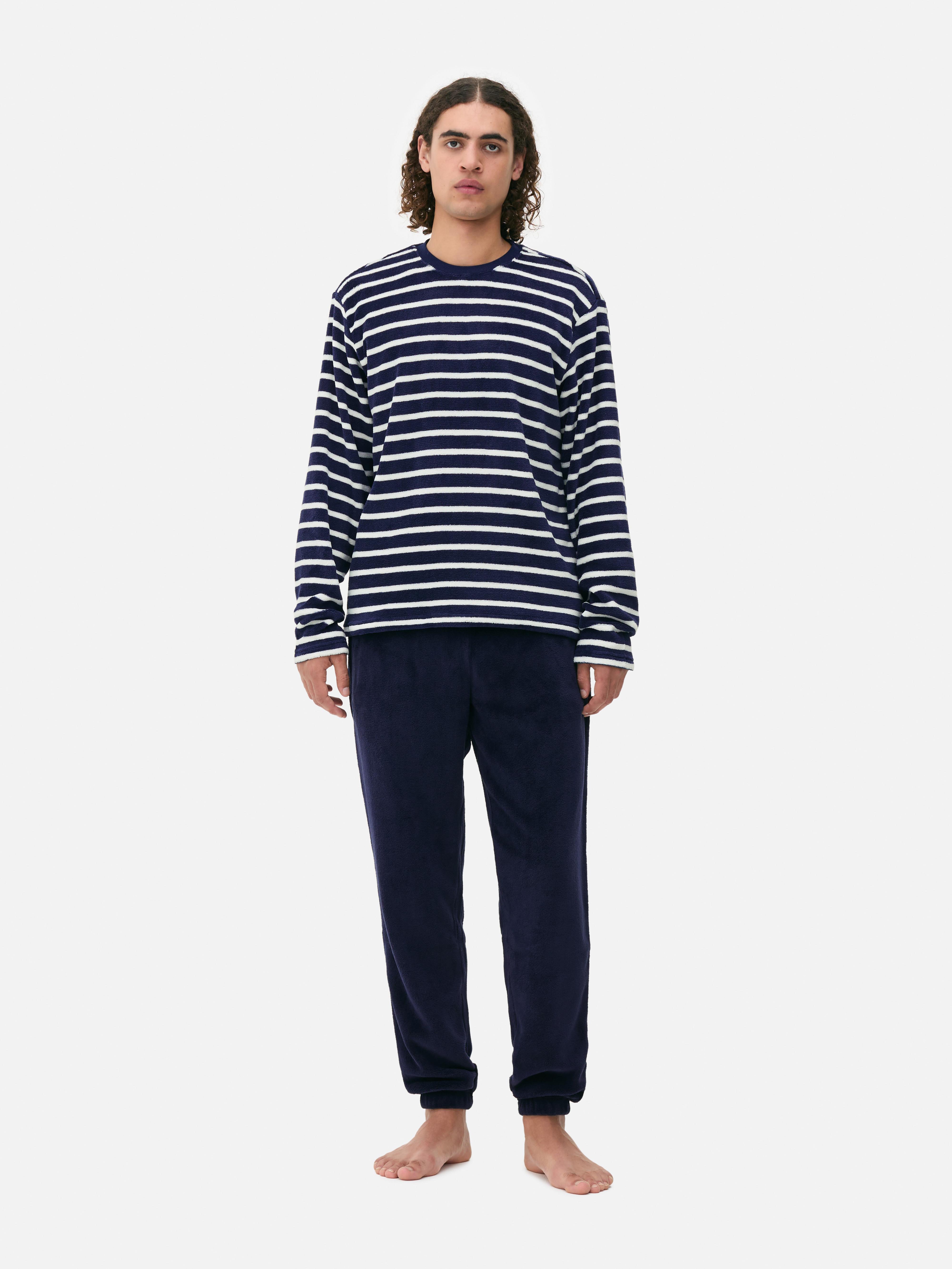 Lange fleece pyjama met strepen