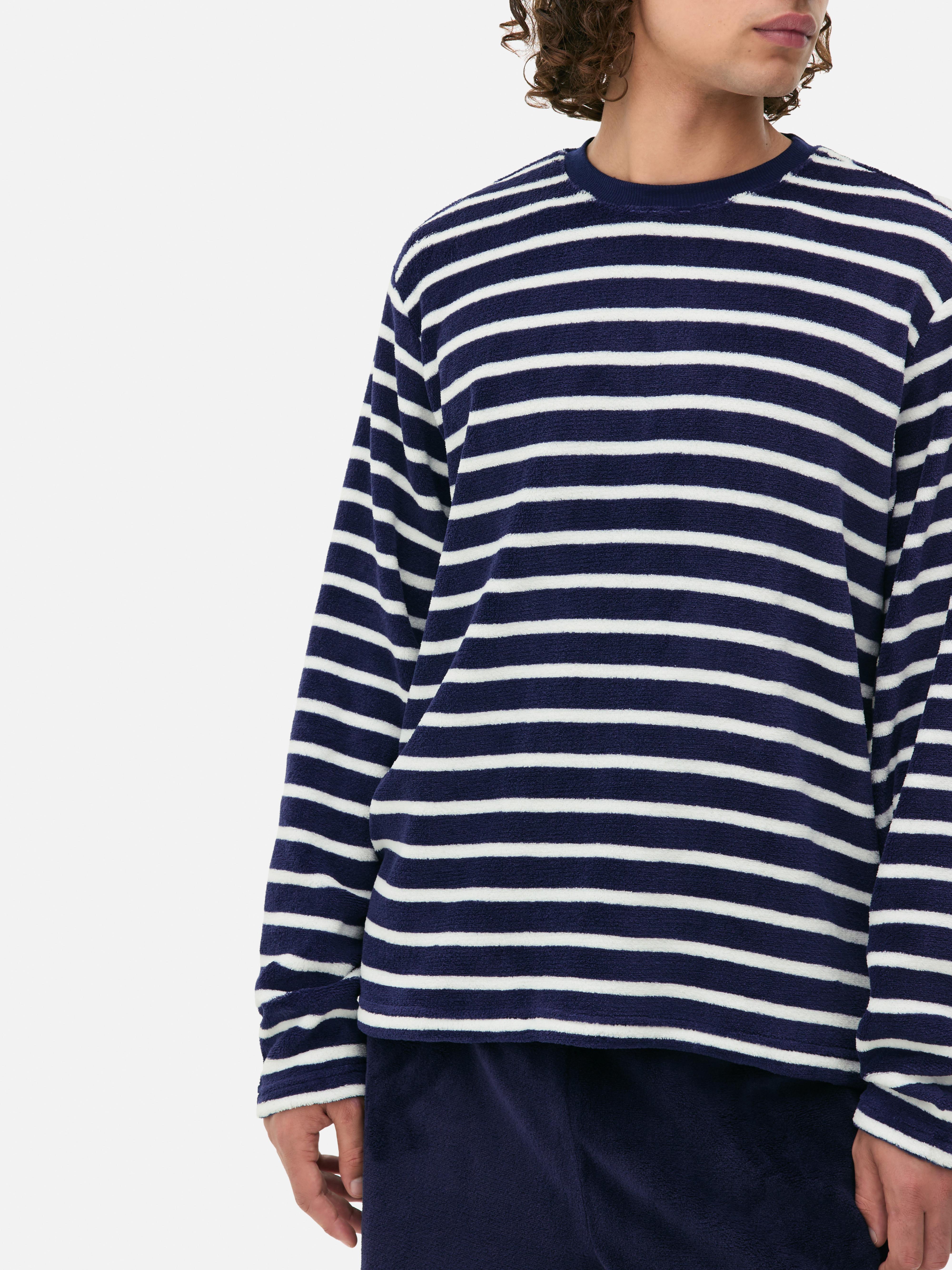 Lange fleece pyjama met strepen