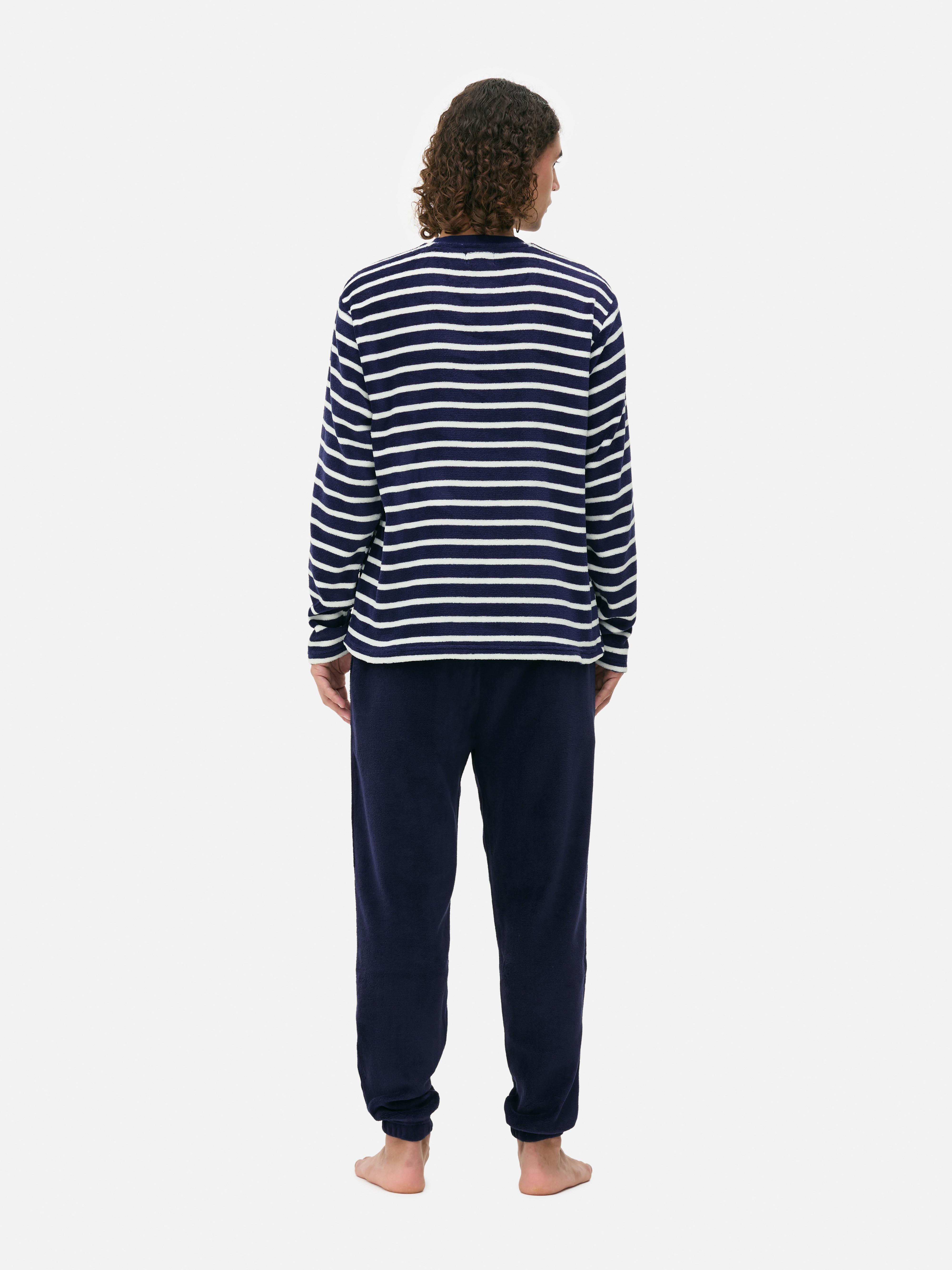 Lange fleece pyjama met strepen