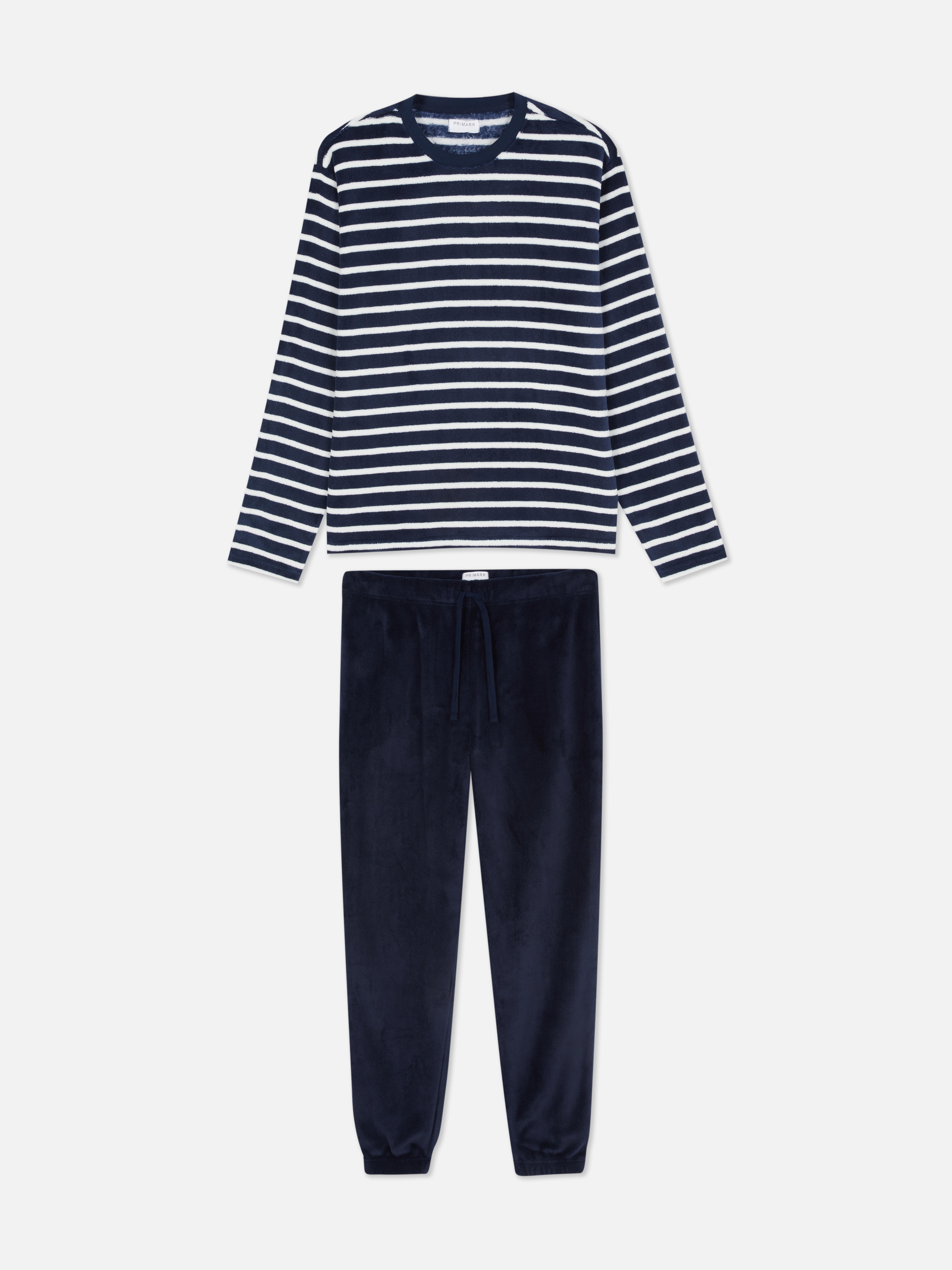 Lange fleece pyjama met strepen