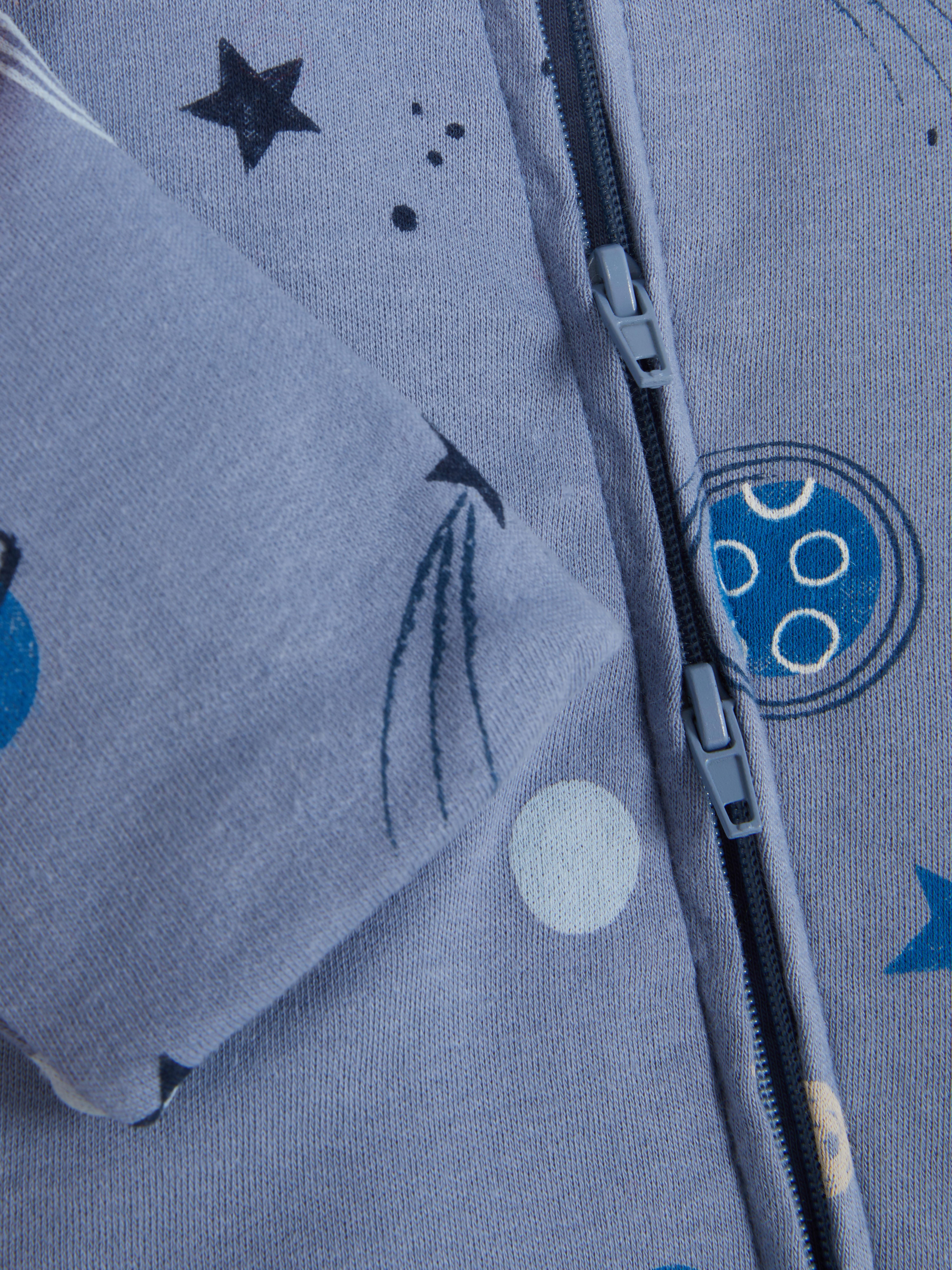 0-18mths | Space Graphic Zip-Up Newborn Sleepsuit