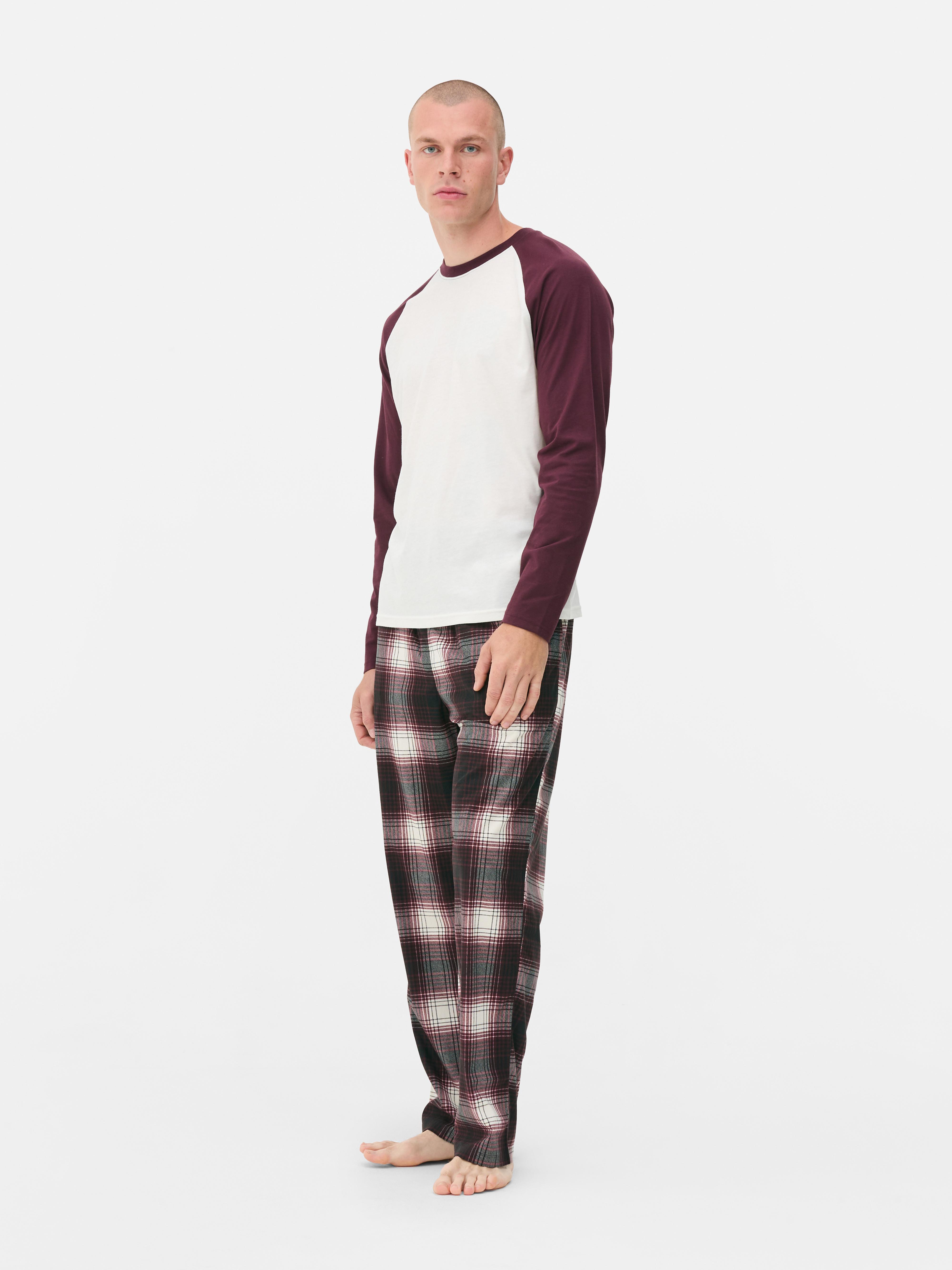 Pyjama long en jersey à carreaux