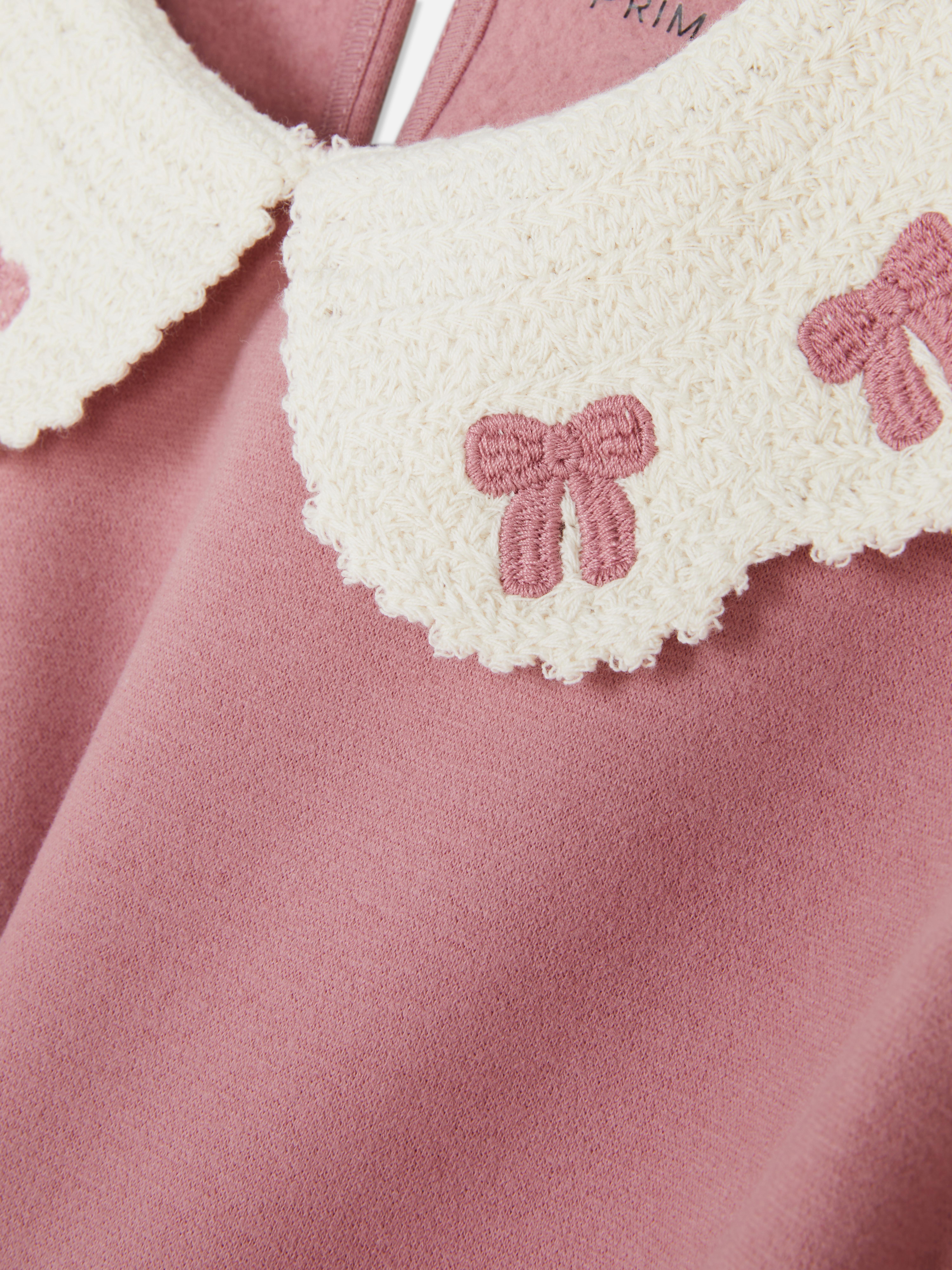 Girls Pink 1.5-8yrs | Crochet Collar Sweatshirt | Primark