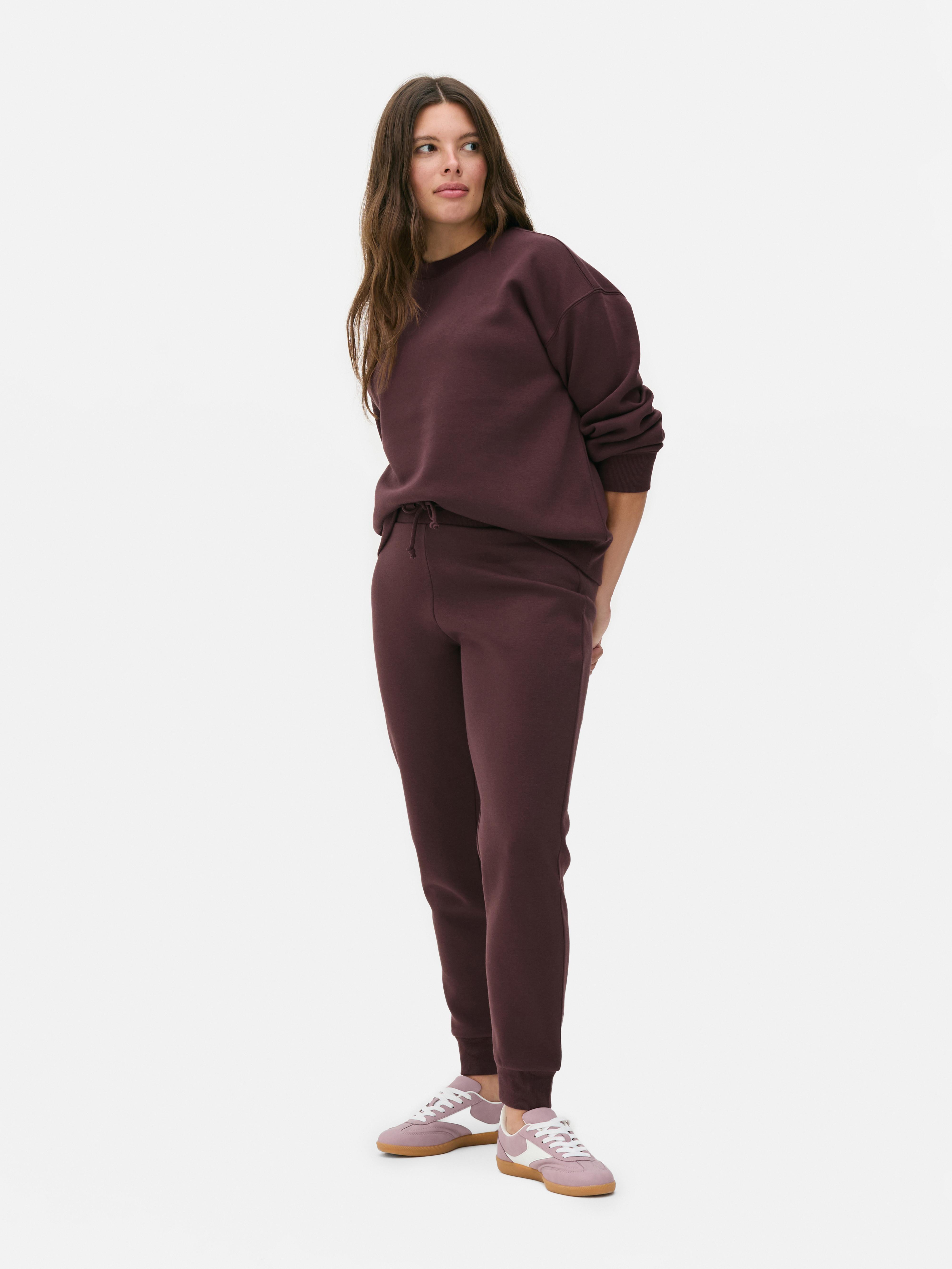 High Waist Skinny Sweatpants Burgundy